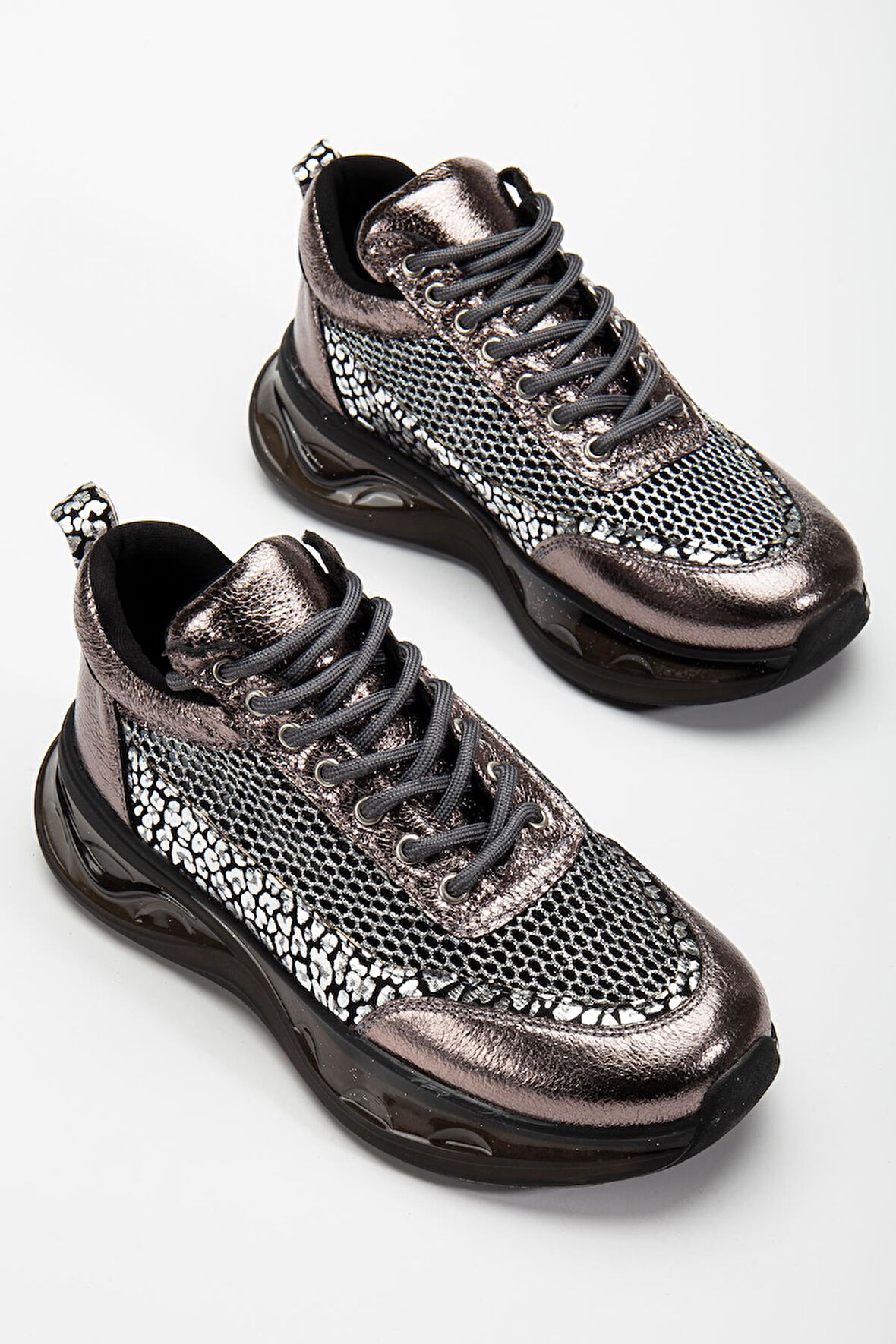 Suins Rowen Model Kadın Leopar Desenli Fileli Spor Ayakkabı Sneaker