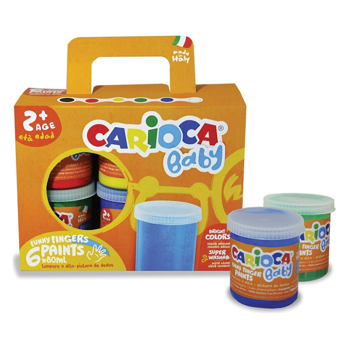 Nessiworld Carioca Bebek Parmak Boyası 6'Lı 6x80 ml Süper Yıkanabilir +2 Yaş