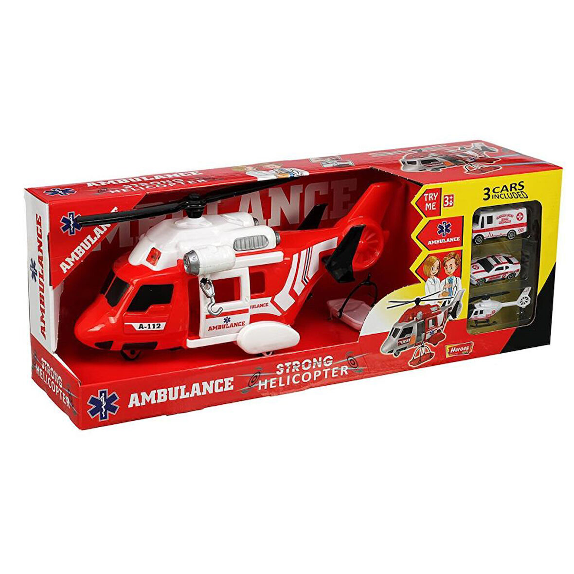 Nessiworld ERN-2004 Heroes Toys Helikopter Ambulans Seti Arabalı- Eren Oyuncak