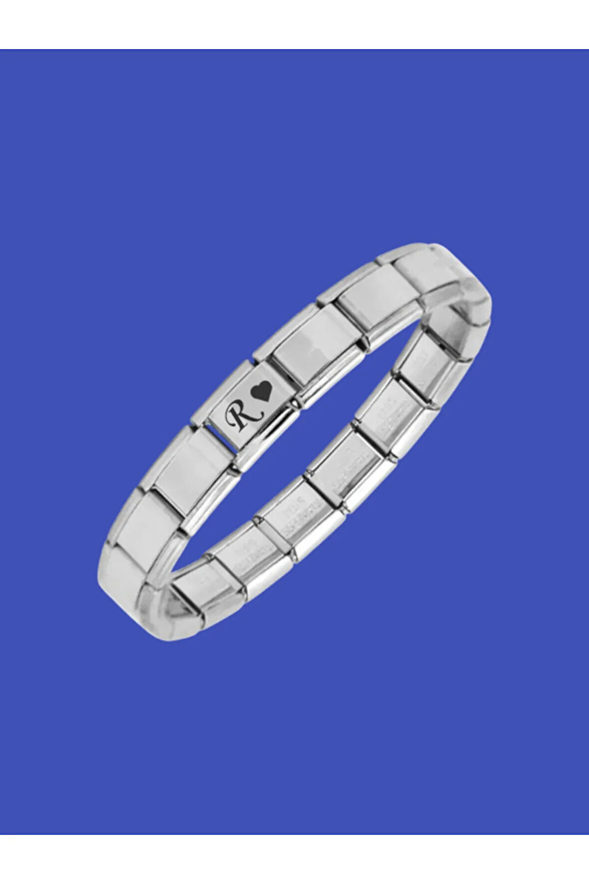 Çelik Bileklik İtalyan Charmlı Kalpli Harfli Kararmaz Solmaz En Güzel Hediye 1 Adet Uniseks Kutulu