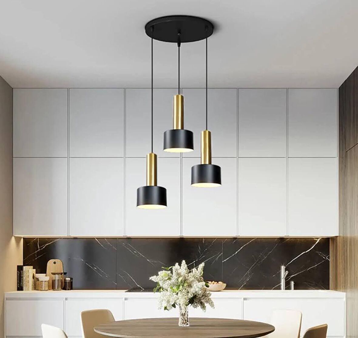 Rsylight Retro Metal Rustik Siyah 3 Lü Dekoratif Sarkıt Avize Çap:30 Cm