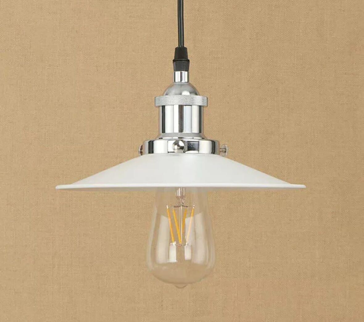 Rsylight Retro Metal Beyaz Dekoratif Rustik Kafe Mutfak Sarkıt Avize çap 23 cm
