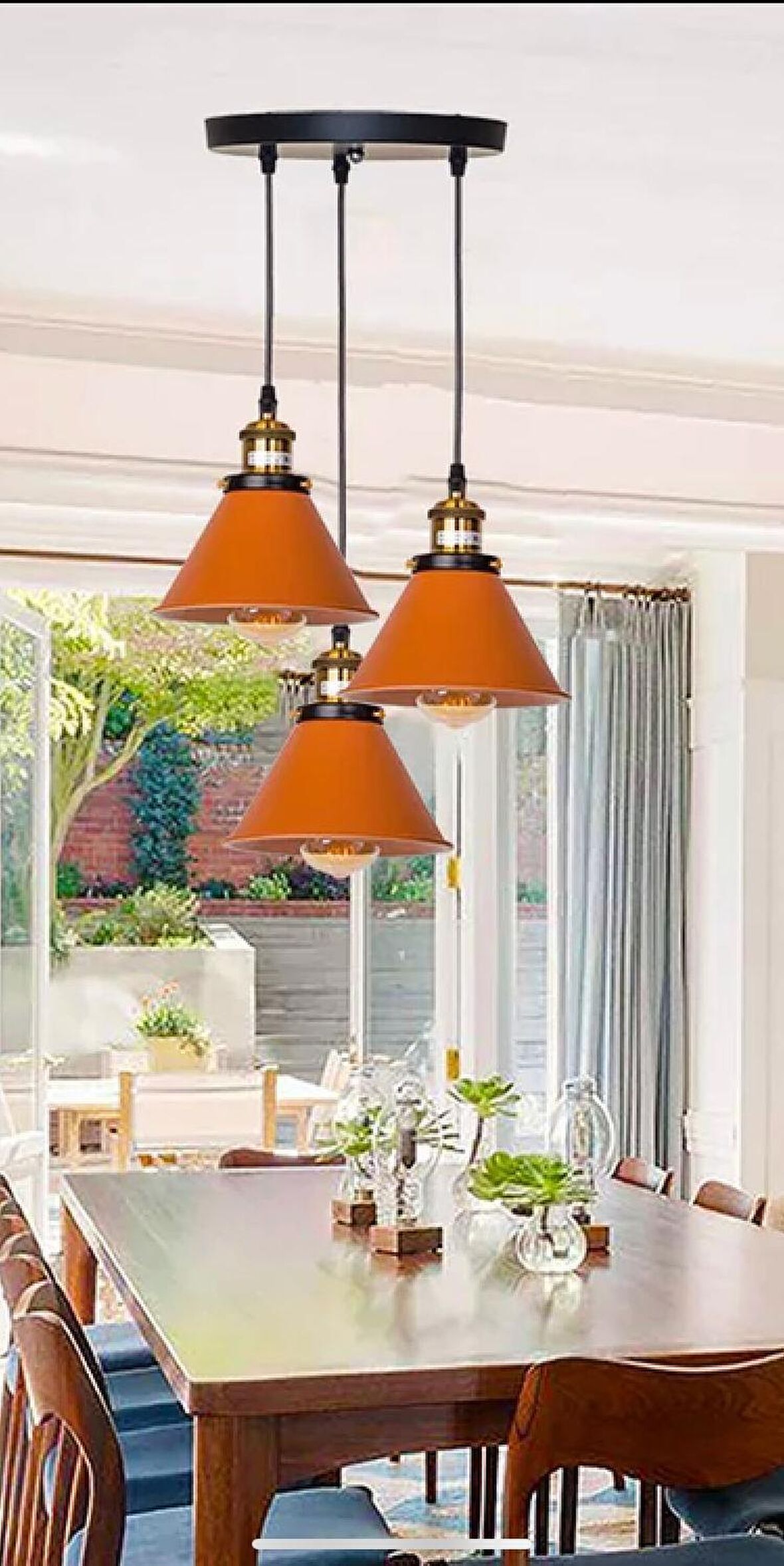 Rsylight Retro Dekoratif 3 lü Bakır Rustik Metal Sarkıt Avize 30 Cm