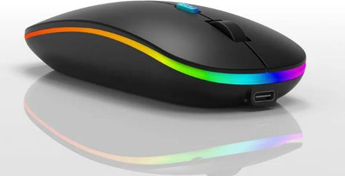 Gökkuşağı Kablosuz Rgb Ledli Şarjlı 2.4ghz Wireless Mouse Siyah