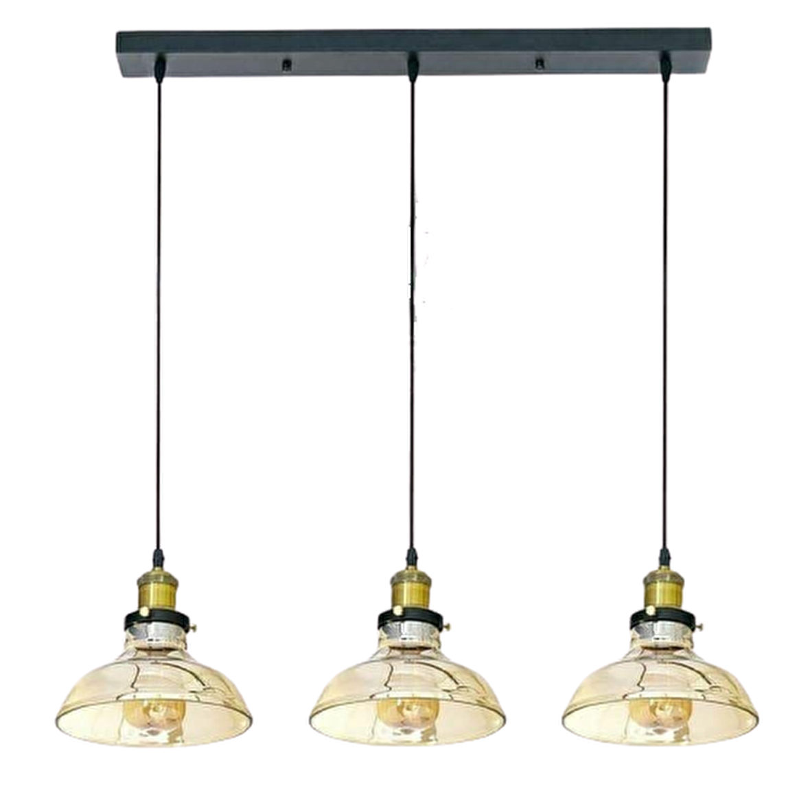 Rys Retro Dekoratif Bal Camlı Rustik 3 Lü Masa Üstü Sıralı Sarkıt Avize