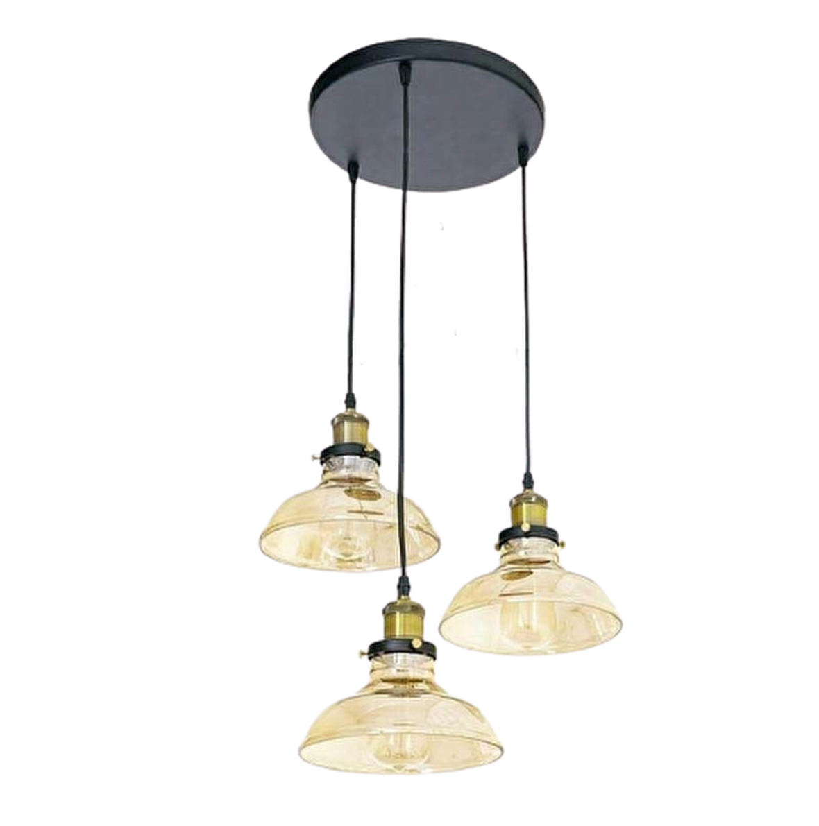 Rys Retro Dekoratif Bal Camlı Rustik 3 Lü  Sarkıt Avize