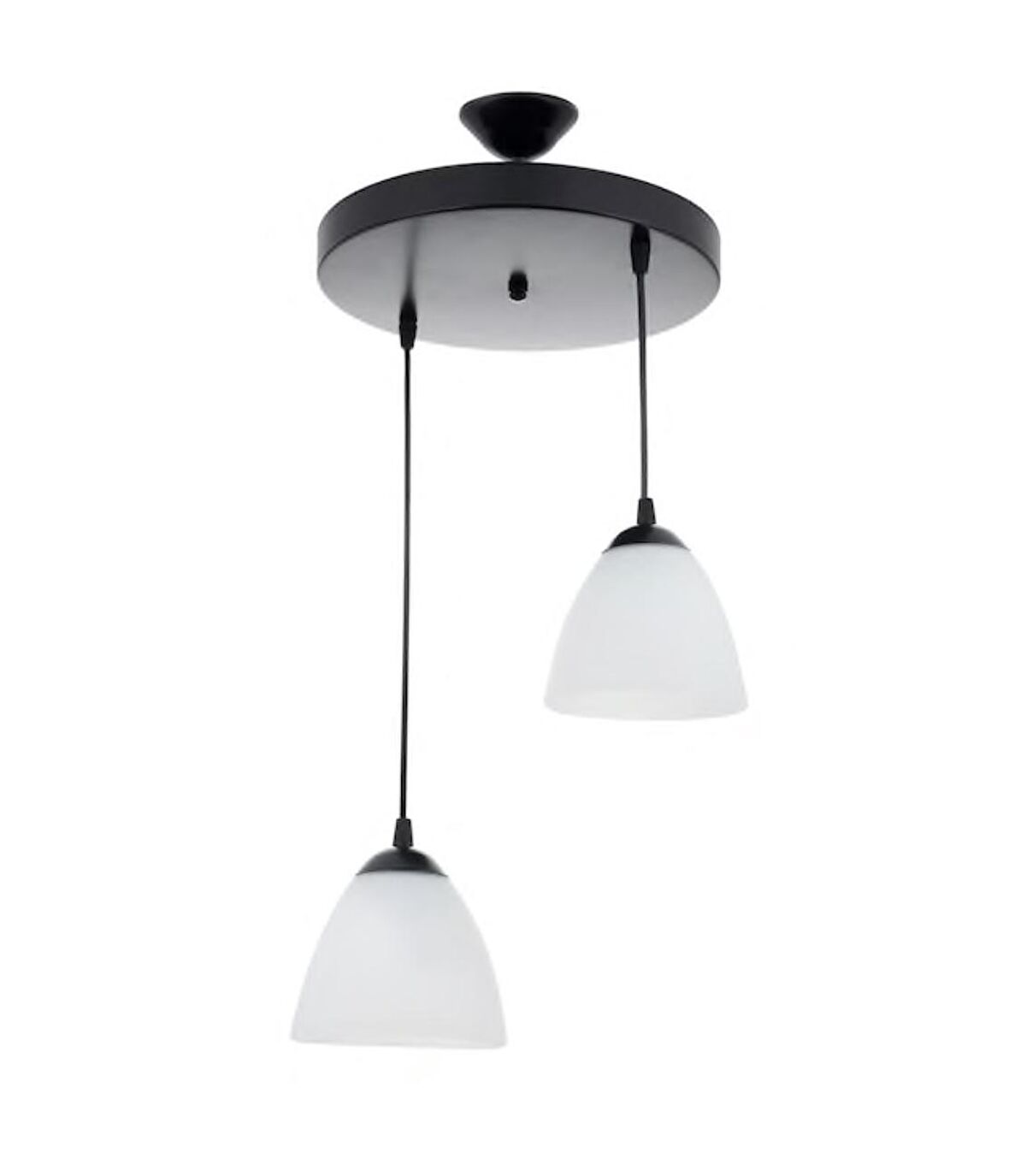 Rys Retro Metal 2 li Opal Camlı Modern Sarkıt Avize Çap:30 cm