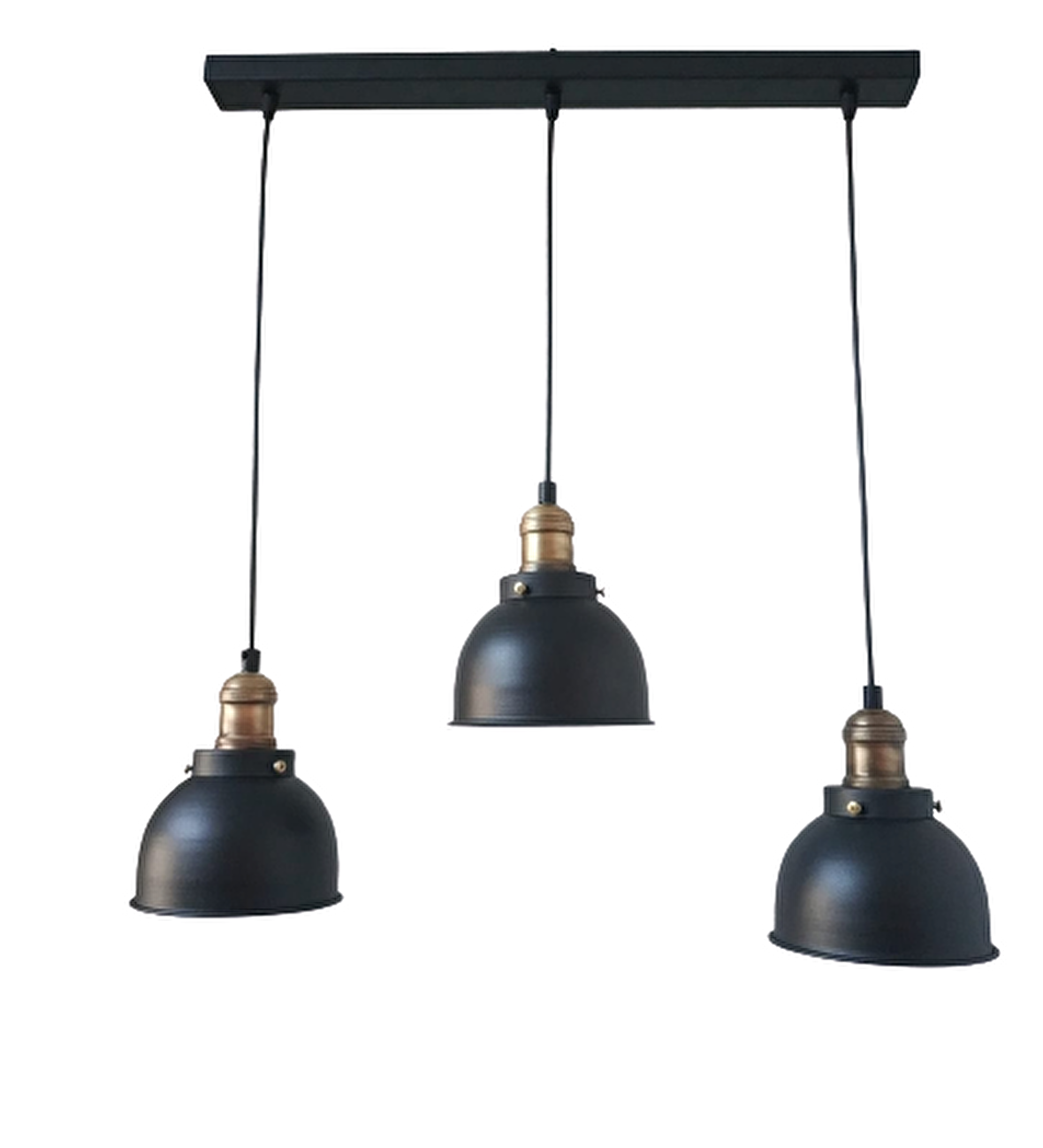 Rys Retro Metal Siyah Dekoratif 3 lü Masa Üstü Sıralı Rustik Sarkıt Avize En:60 cm