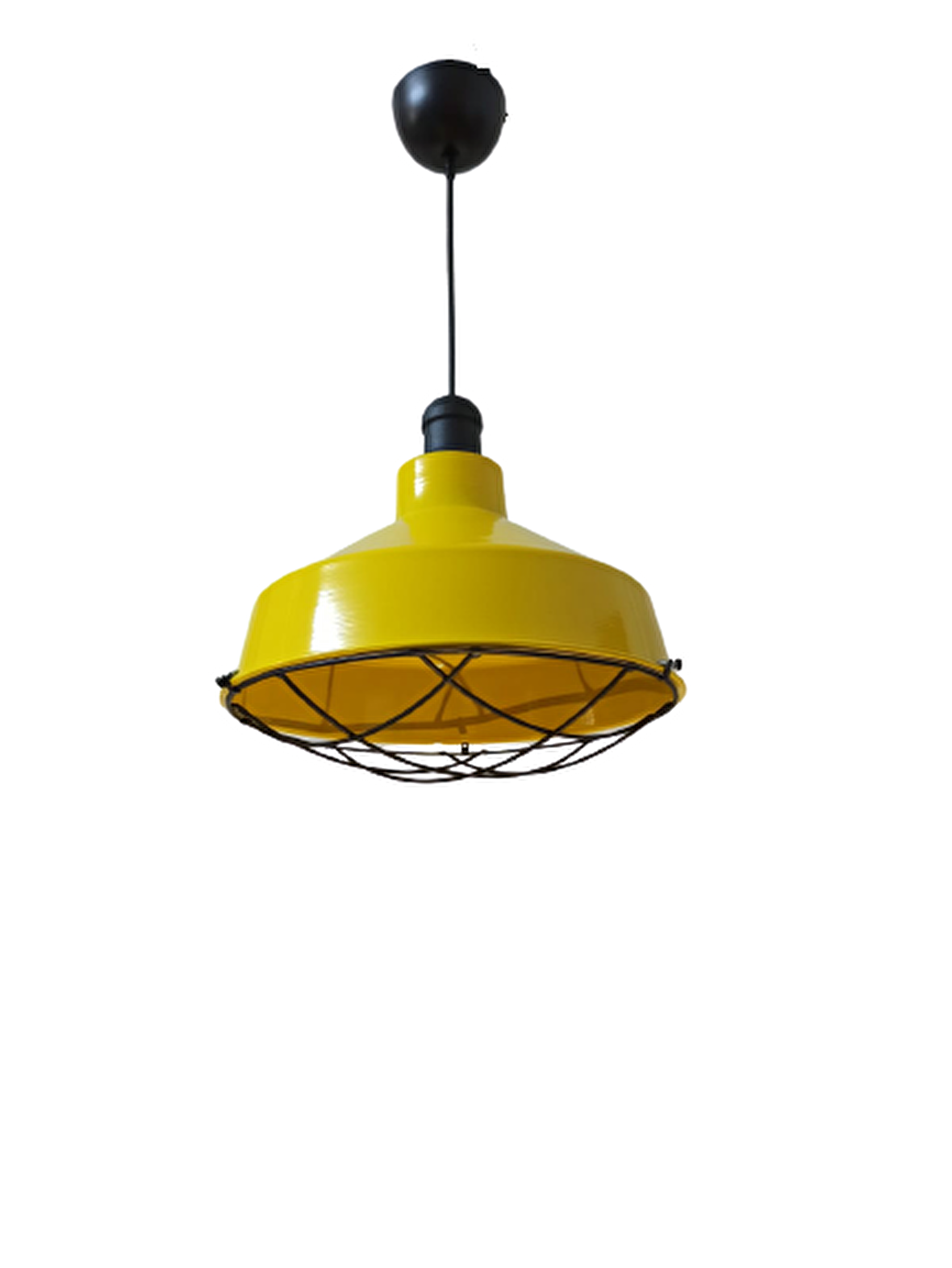 Rys Retro Metal Sarı Kafesli Dekoratif Tekli Kafe Mutfak Aydınlatma Avize Çap:30 cm