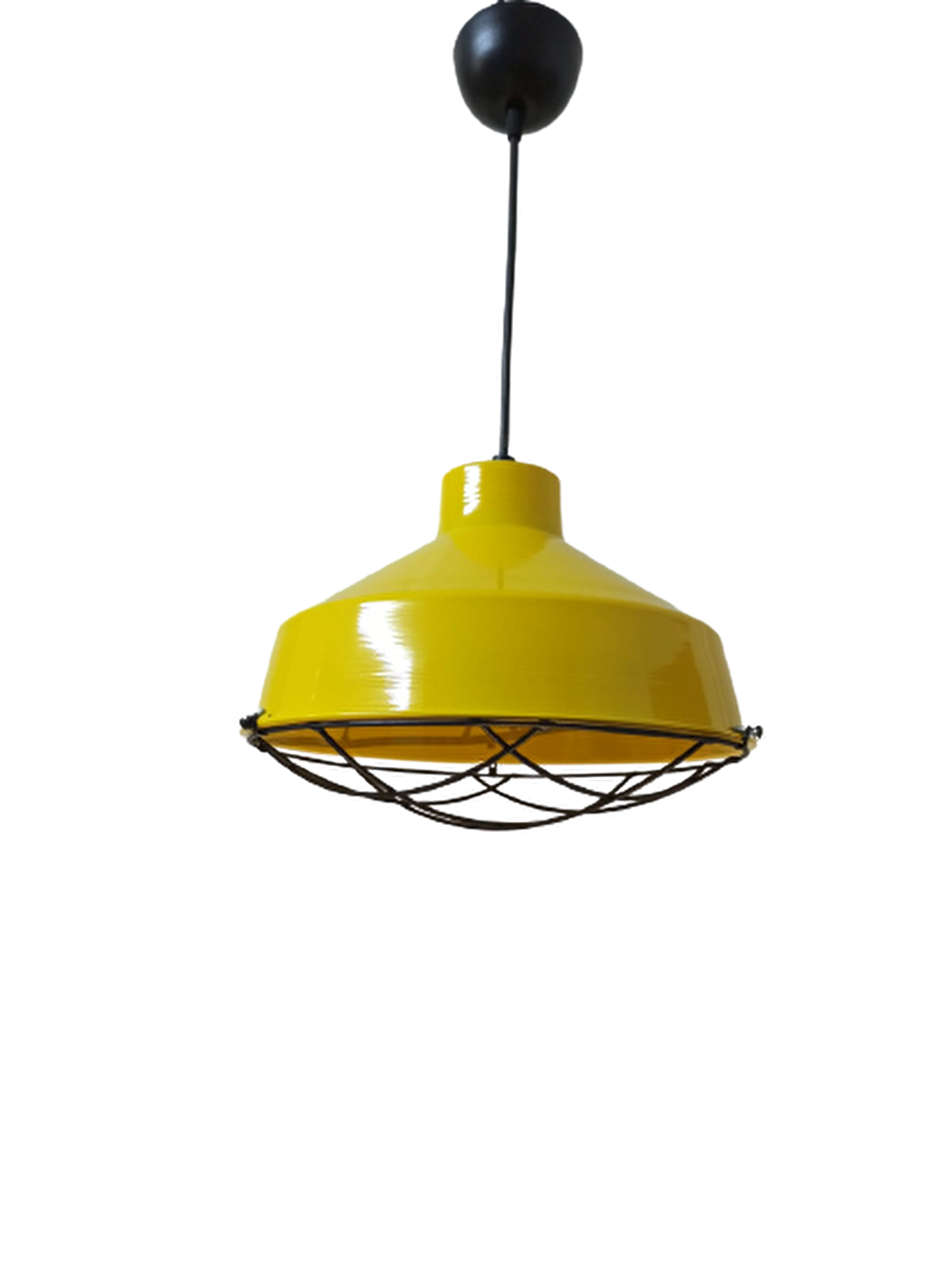 Rys Retro Metal Sarı Kafesli Dekoratif Tekli Kafe Mutfak Aydınlatma Avize Çap:30 cm