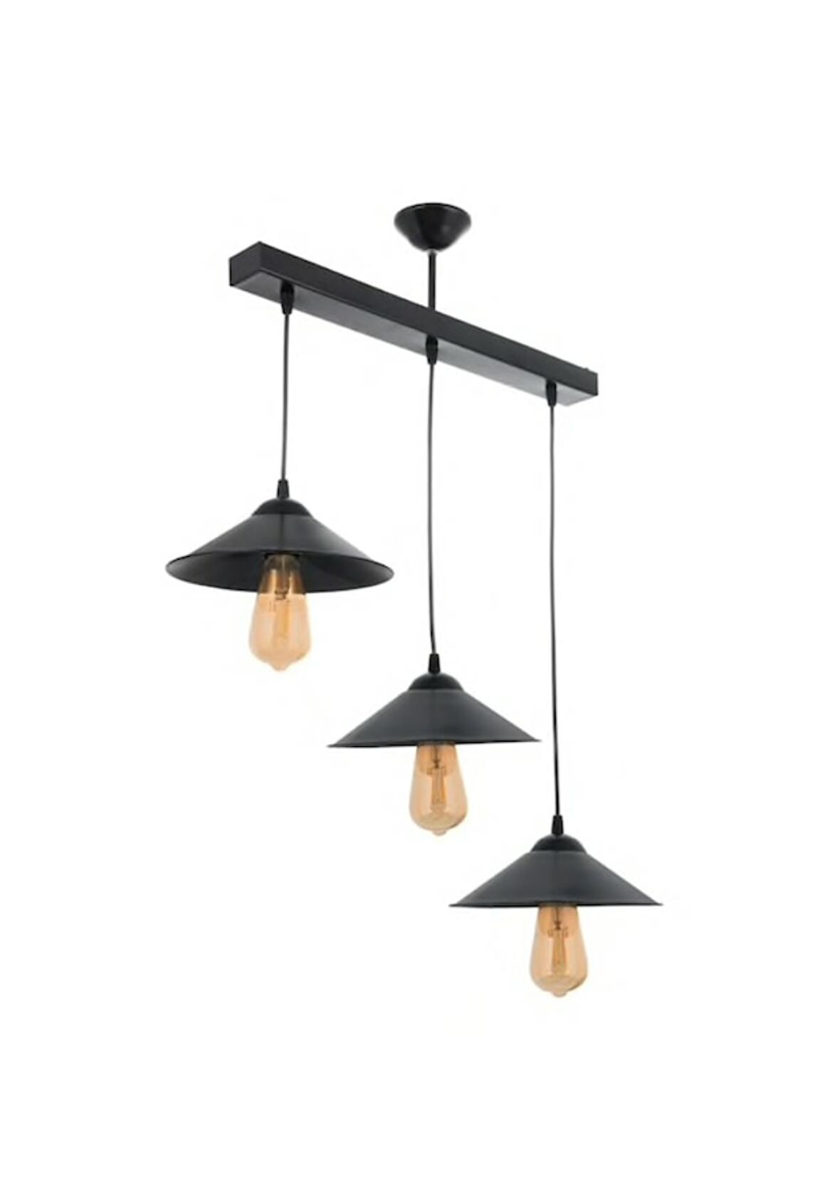 Kampanya Siyah Retro Metal 3 lü masa Üstü Sıralı Rustik Dekoratif Sarkıt Avize