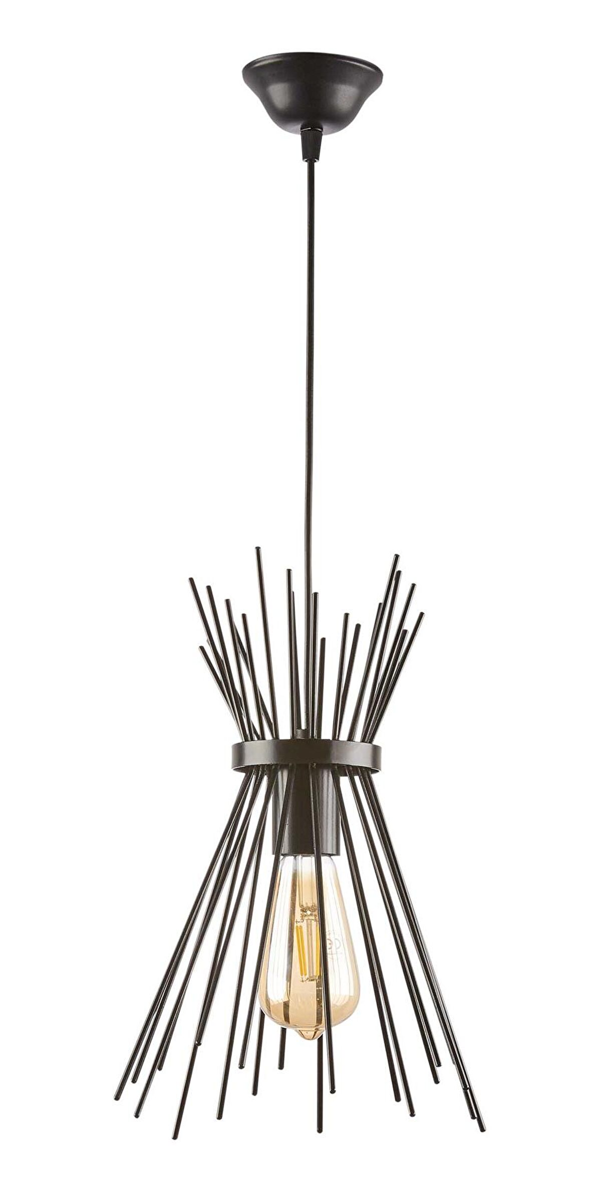 Rys Retro Metal Tekli Siyah Rustik Dekoratif Kirpi Sarkıt Avize