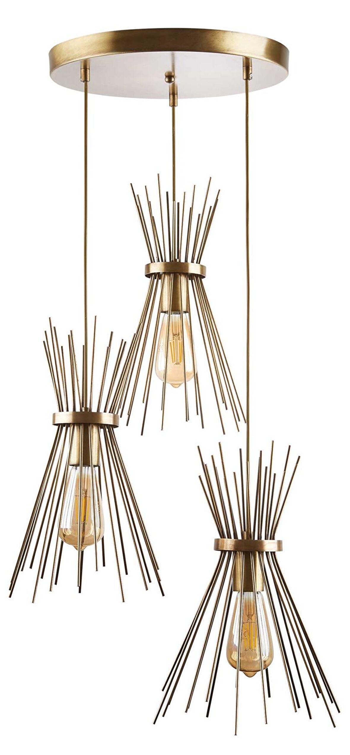 Retro Metal 3 Lü Eskitme Rustik Dekoratif Kirpi Sarkıt Avize 