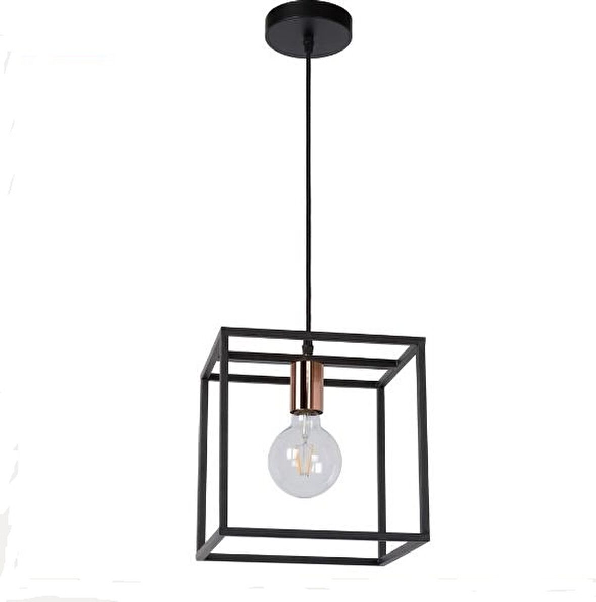 Rys Retro Metal Siyah Rose Kare Dekoratif Sarkıt Avize