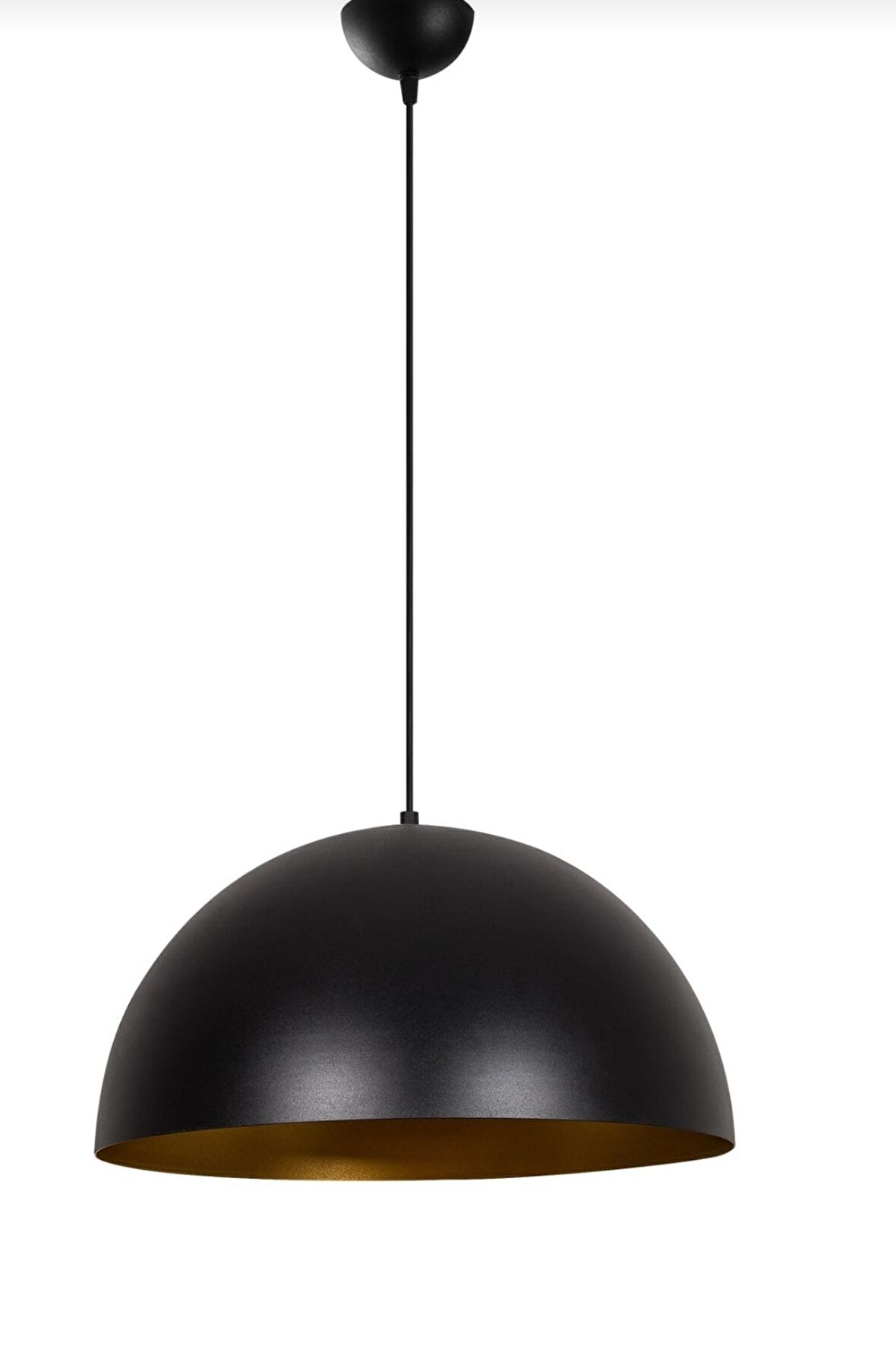 Rys Retro Metal Dekotatif Siyah İçi Gold Dekoratif Tekli Saklıt Avize Çap:30 cm