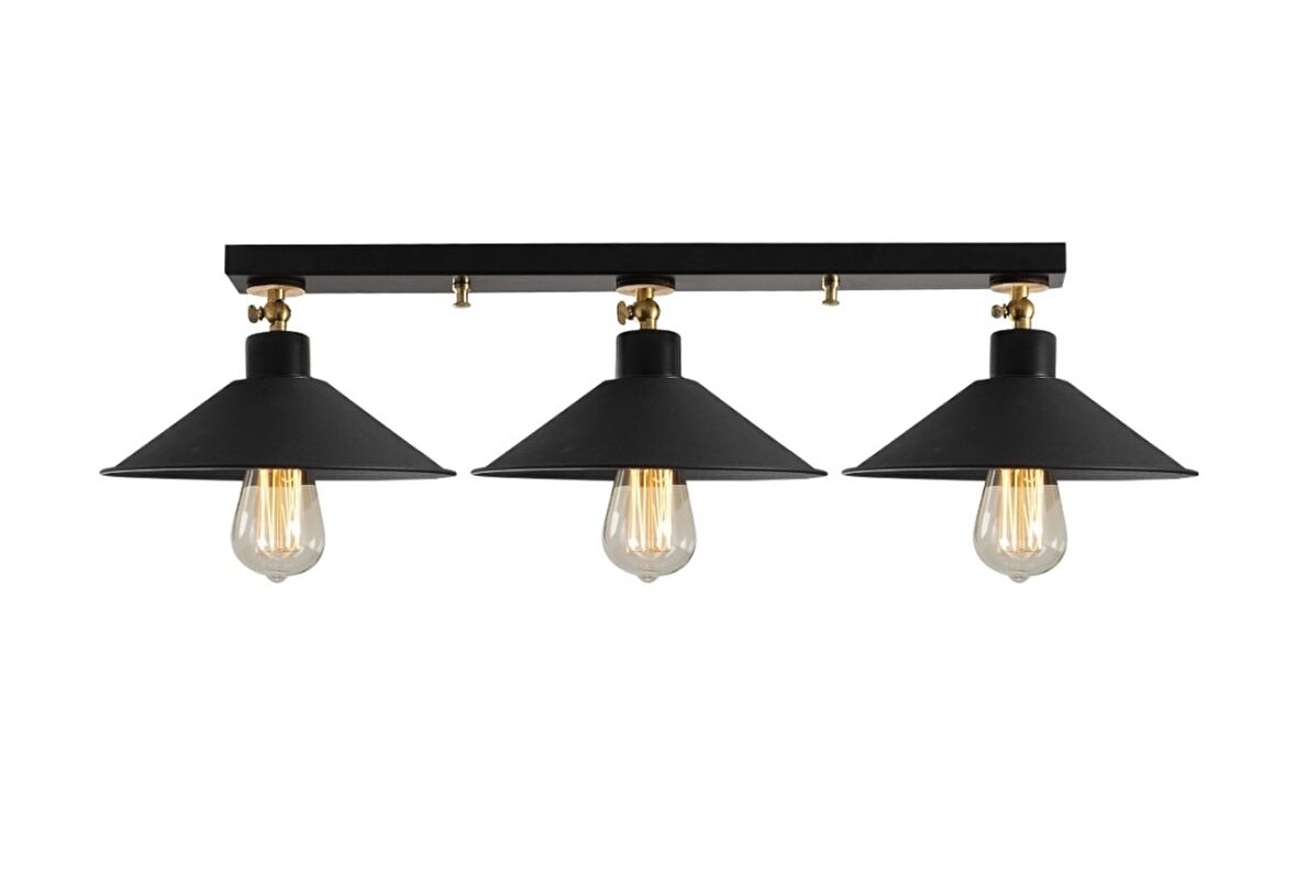 Rys Retro Metal Dekoratif Tavan Plofyoner Mafsallı 3 lü Sıralı Avize En:60 cm