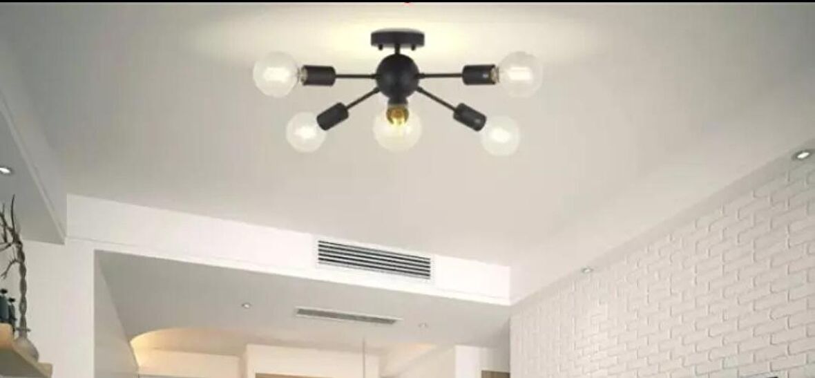 Rys Retro Siyah Metal 6Lı Dekoratif Tavan Plofyoner Avize
