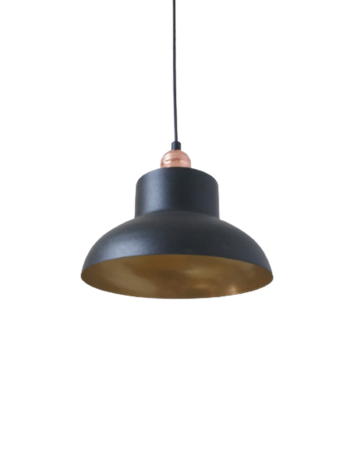 Rys Retro Metal Dekoratif Siyah İçi Gold Tekli Sarkıt Avize Çap:25 cm