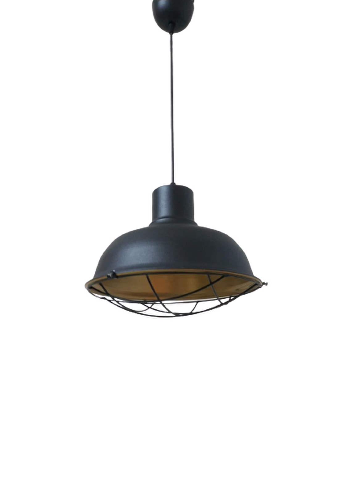 Rys Retro Metal Siyah Dekoratif Kafesli Siyah İçi Gold Kafe Mutfak Avize Çap:30 cm