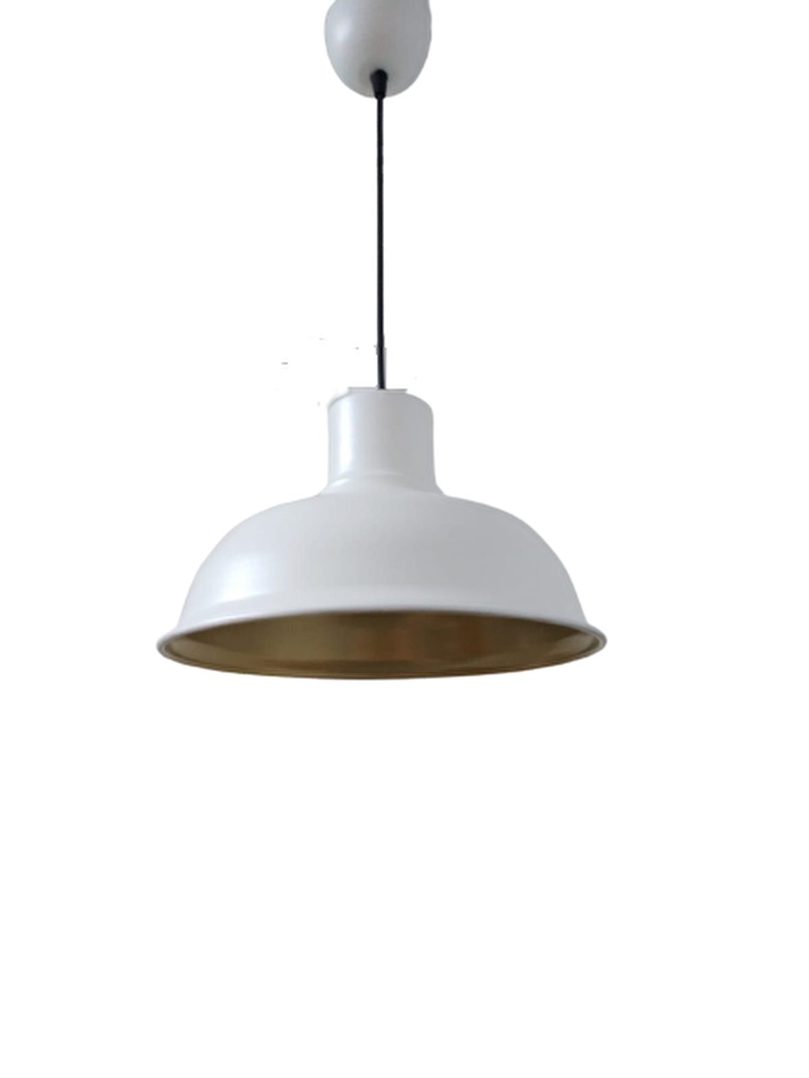 Rys Retro Metal Beyaz içi Gold Dekoratif Kafe Mutfak Tekli Sarkıt Avize Çap:30 cm