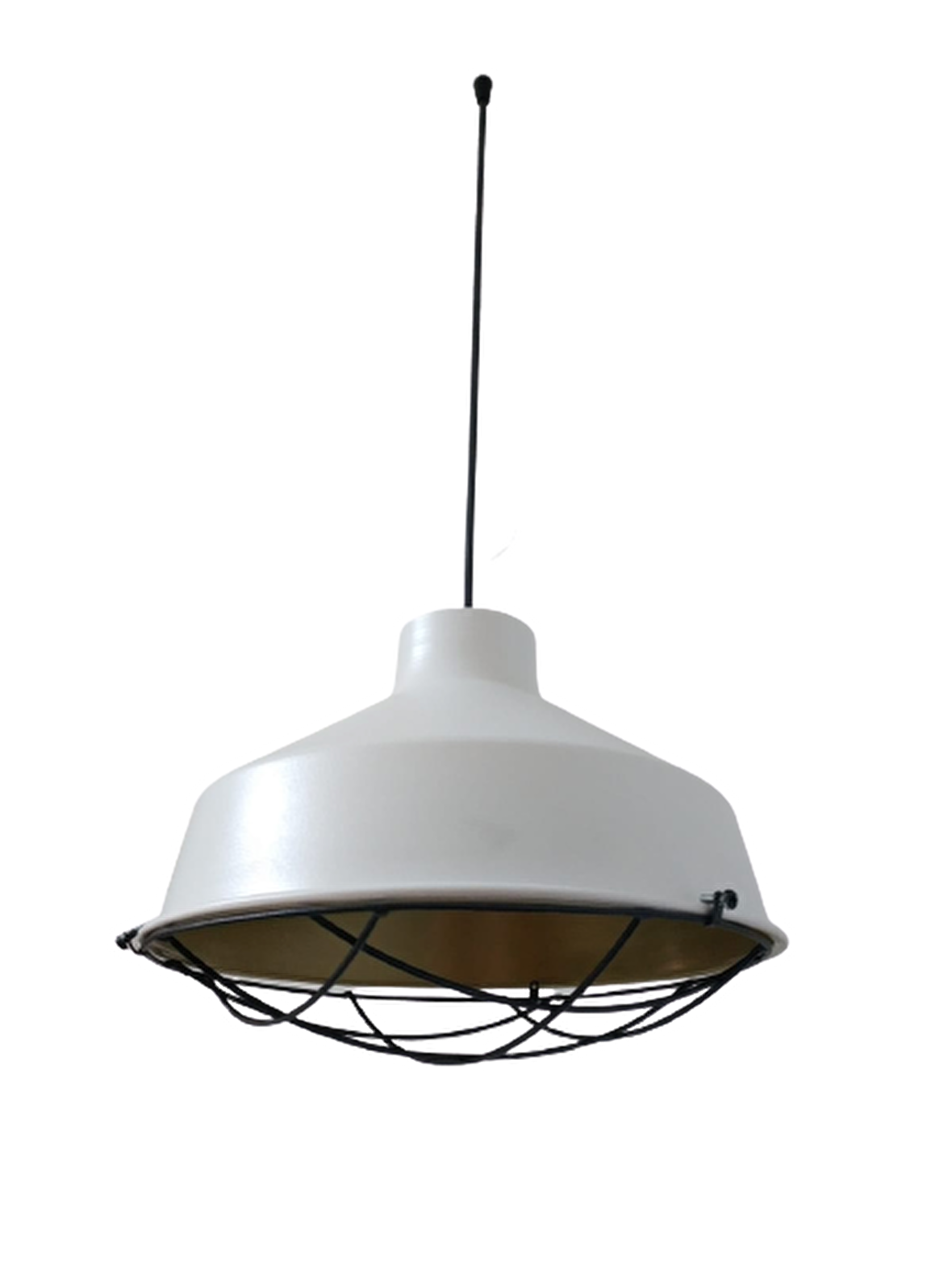 Rys Retro Metal Dekoratif Beyaz İçi Gold Kafesli Tekli Sarkıt Avize Çap:30 cm