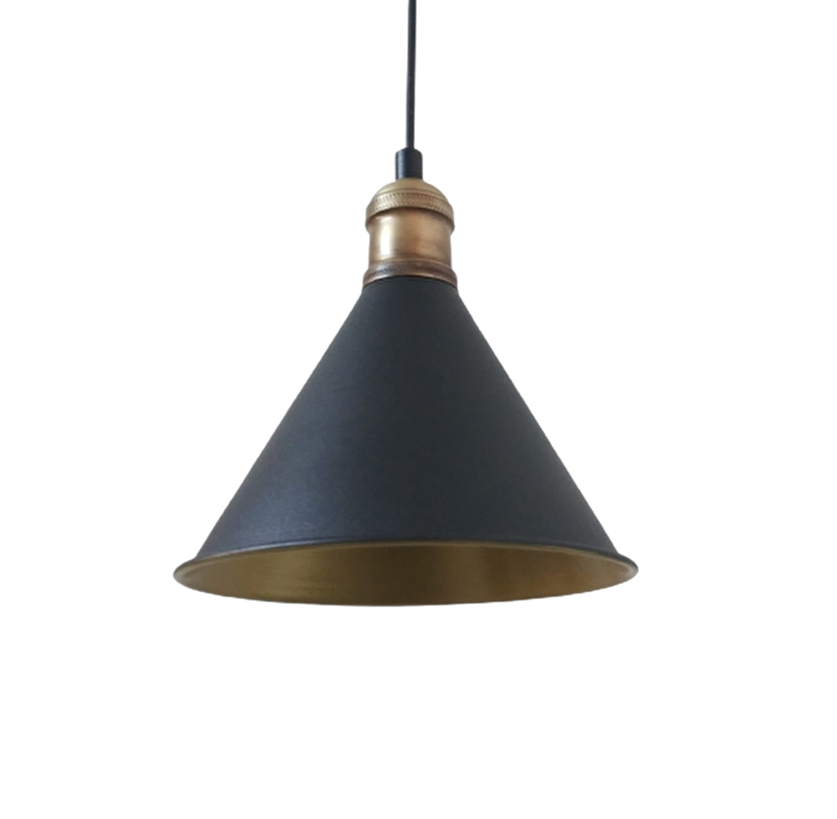 Rys Retro Metal Siyah İçi Gold Dekoratif Tekli Rustik Sarkıt Avize Çap:17 cm