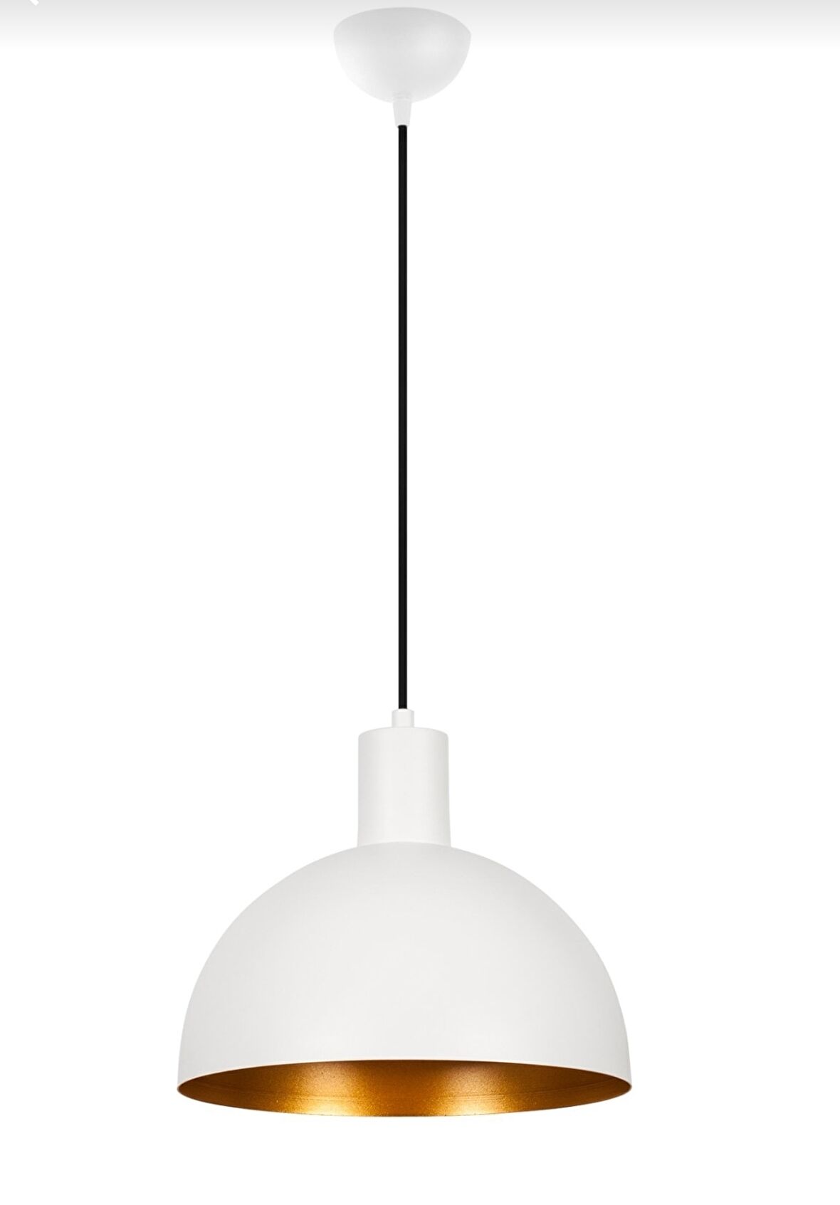 Retro Metal Beyaz içi Gold Dekoratif Kafe Mutfak Rustik Tekli Sarkıt Avize çap:30 cm 