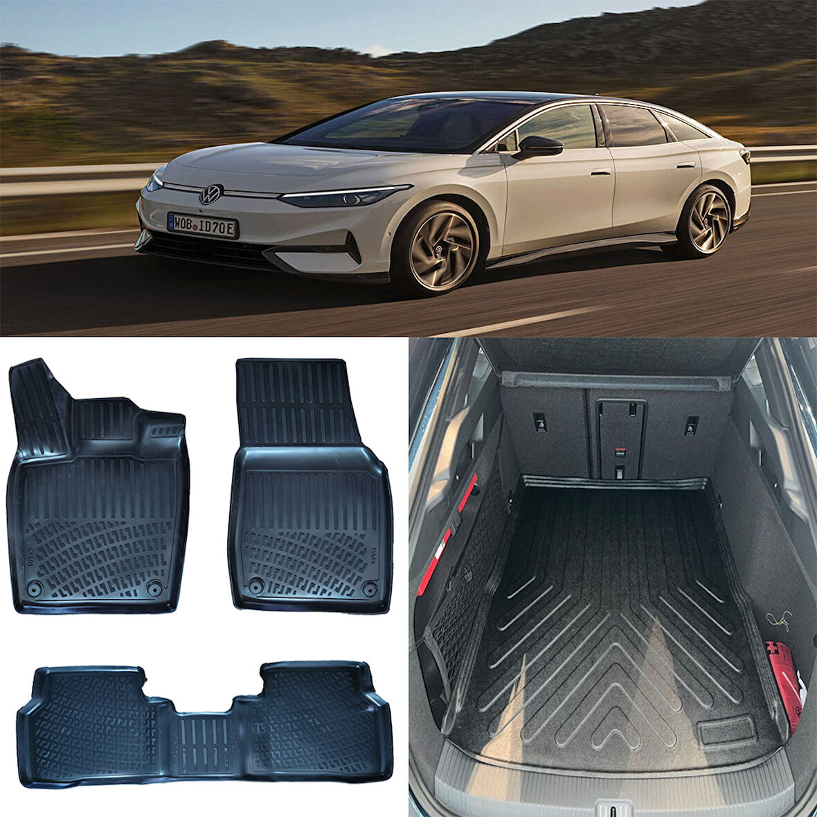 Rizline Volkswagen ID.7 2023 Ve Sonrası 3D Paspas ve ÜST Bagaj Havuzu Set