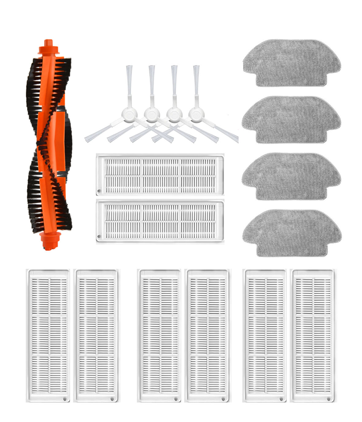 Xiaomi S10 (S10+ ve S10T Değil) Uyumlu Yedek Fırça Hepa Filtre Mop Seti-17 Parça