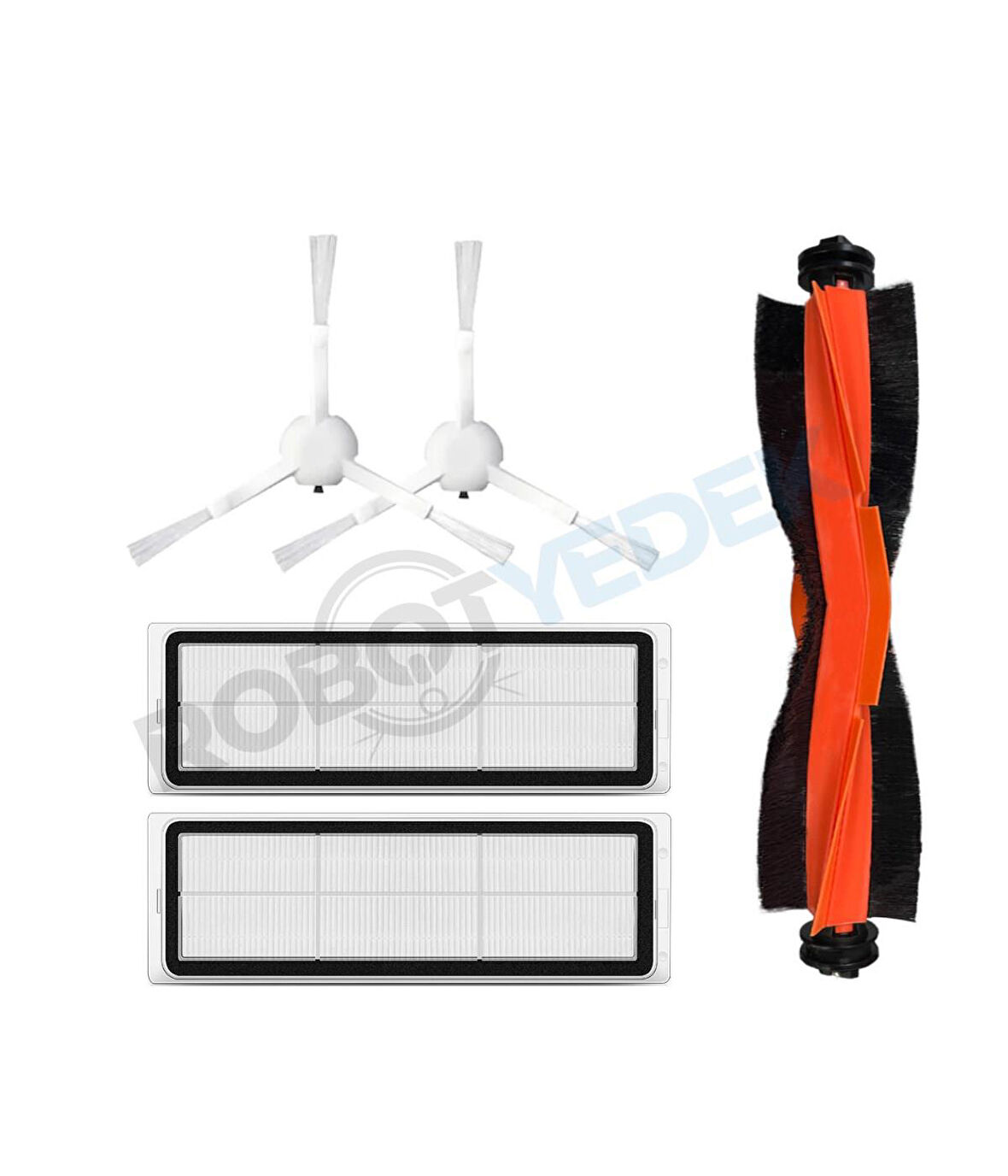 Xiaomi S10+(S10T Değil) Uyumlu Yedek Mopsuz Siyah Fırça Hepa Filtre Seti-5 Parça