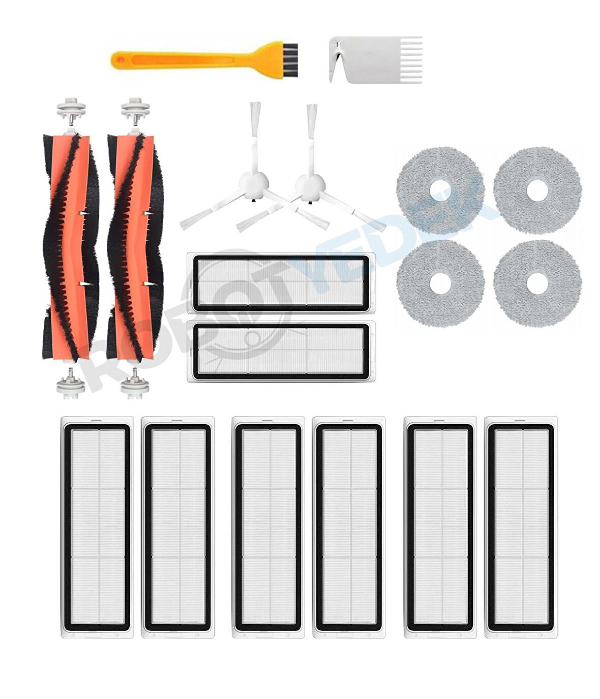 Xiaomi S10+(S10T Değil) Uyumlu Yedek Fırça Hepa Filtre Mop Seti-18 Parça