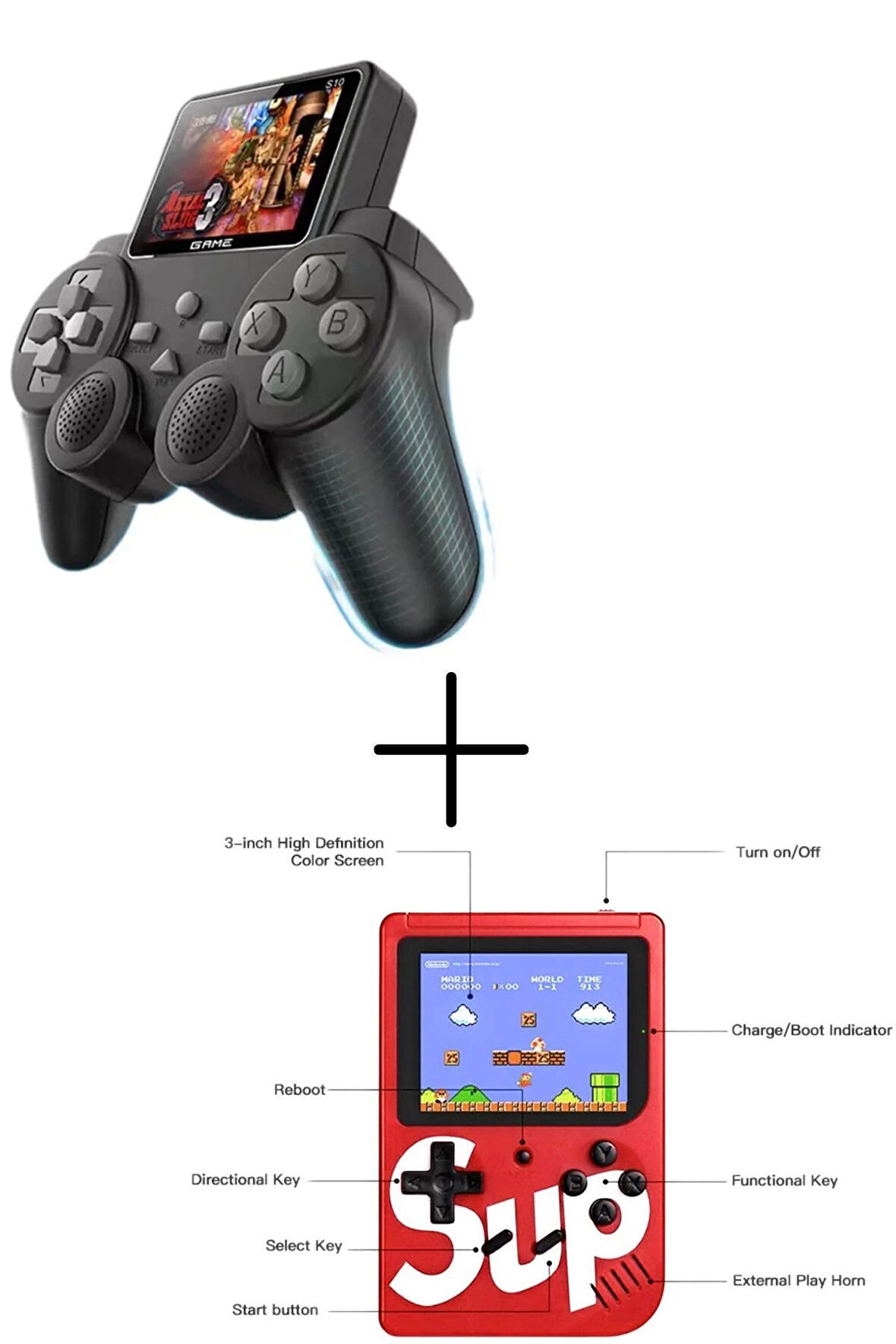 Mini boy El Atarisi 400 Oyunlu+S10 Gamepad Taşınabilir İkili Retro Set