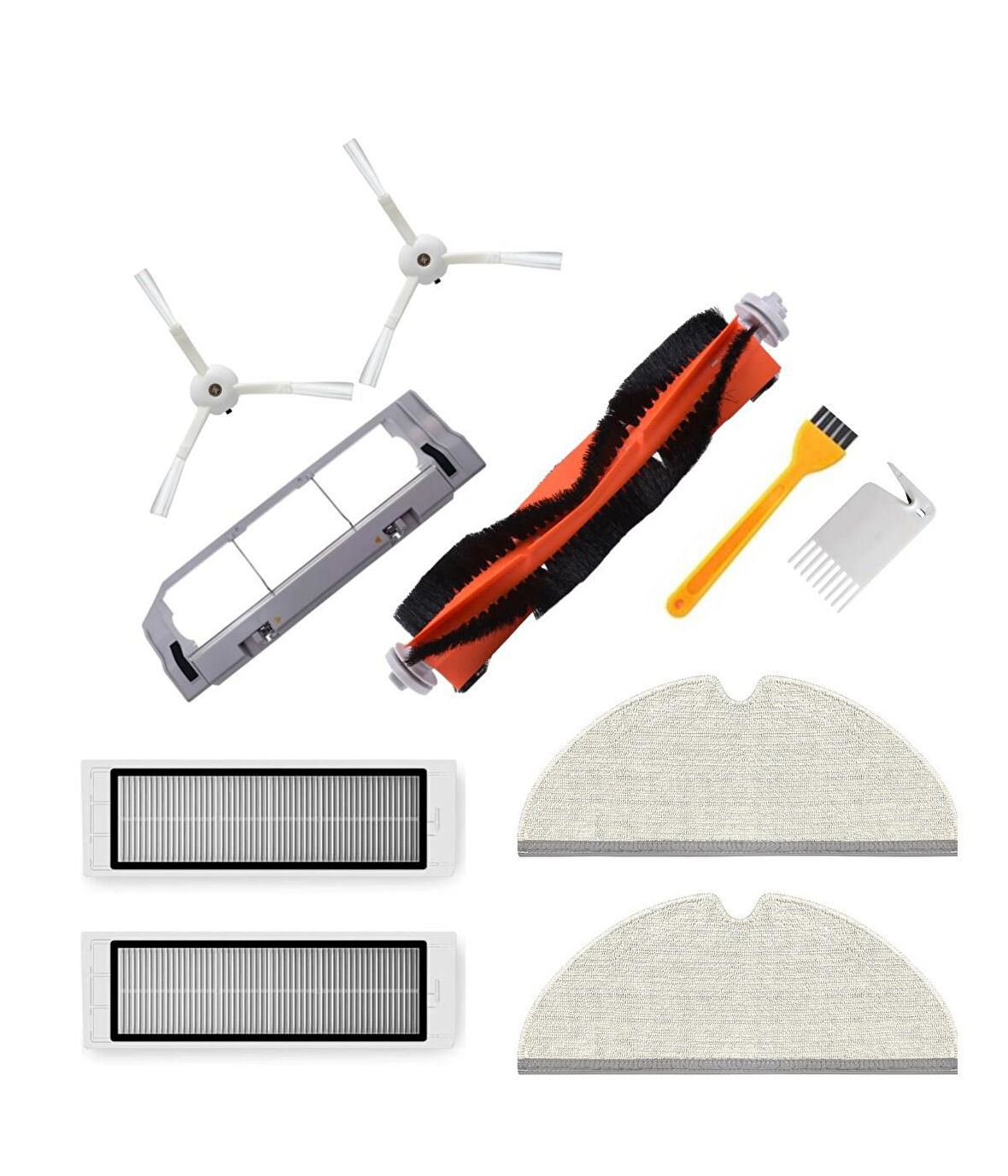 Roborock S50/S55 Uyumlu Yedek Fırça Hepa Filtre Mop Fırça Kapağı Seti-10 Parça