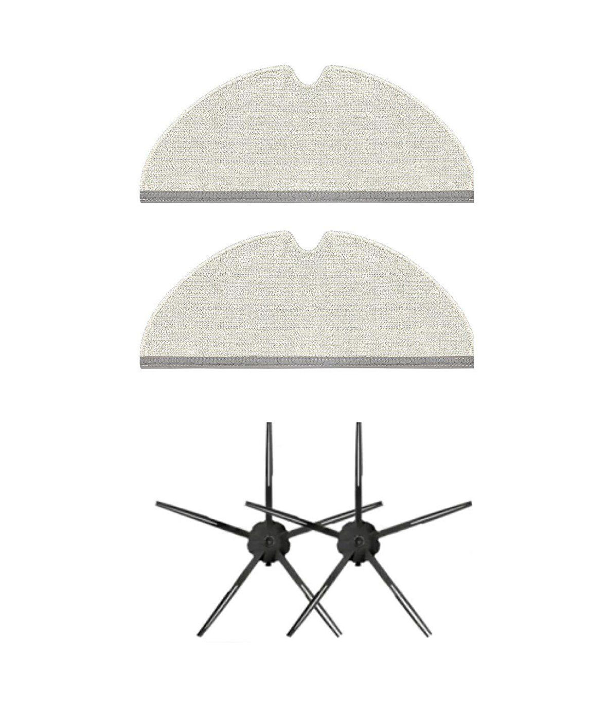 Roborock S5 Max (Siyah) Uyumlu Yedek Mop ve Yan Fırça-4 Parça