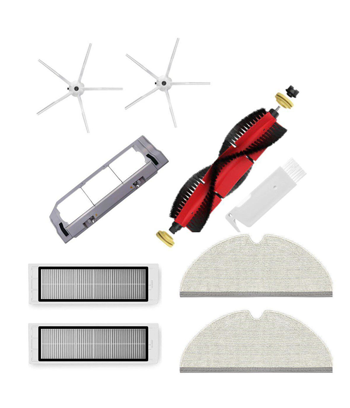Roborock S6/S6 Pure Uyumlu Yedek Fırça Hepa Filtre Mop Fırça Kapağı Seti-9 Parça