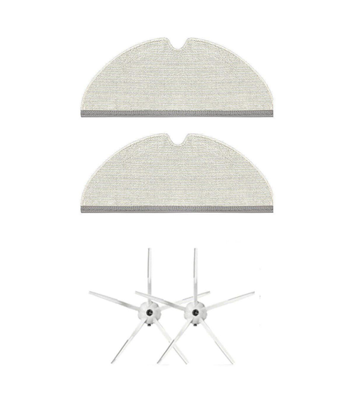 Roborock S6/S6 Pure Uyumlu Yedek Mop ve Yan Fırça-4 Parça