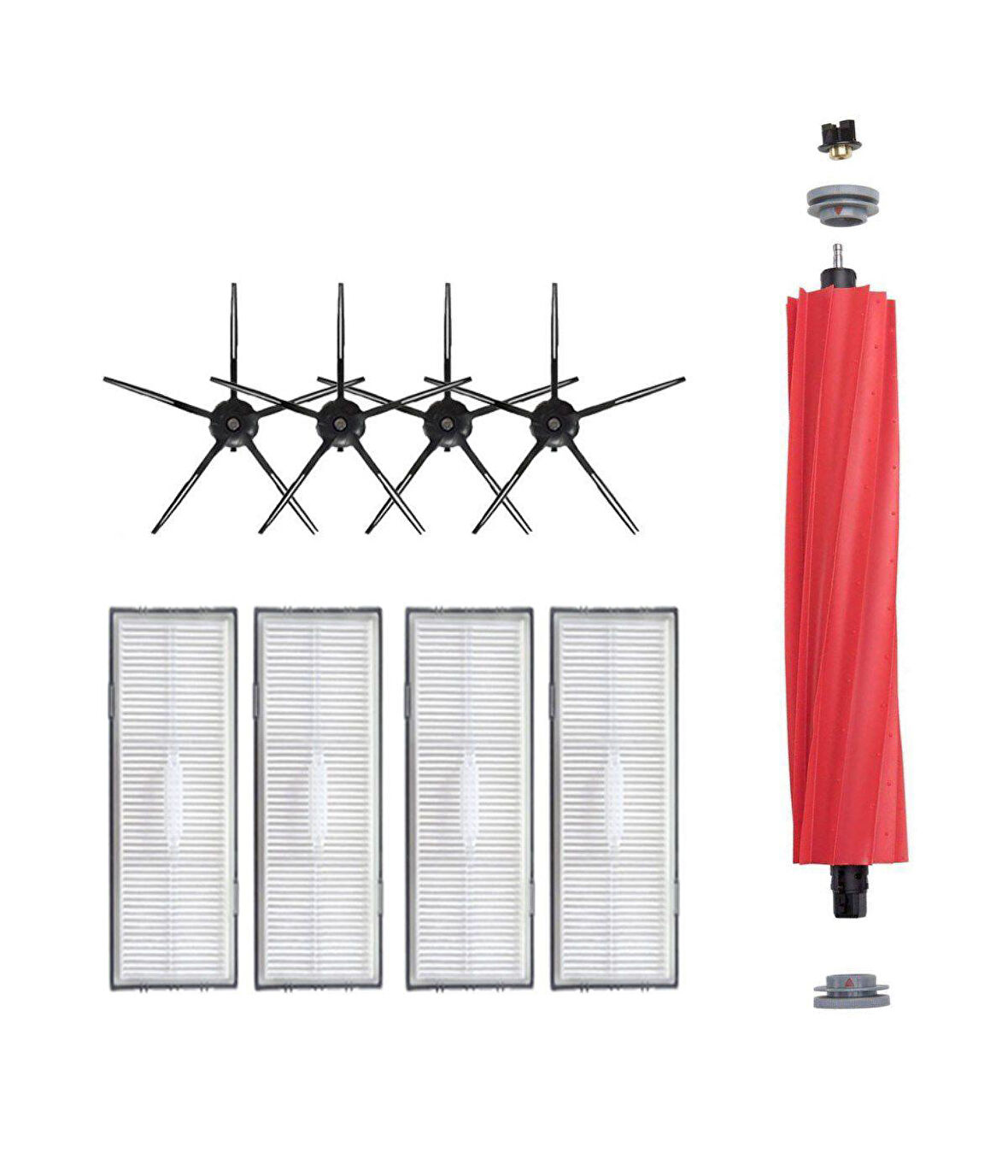 Roborock S7 Siyah Uyumlu Yedek Mopsuz Fırça Hepa Filtre Seti-9 Parça