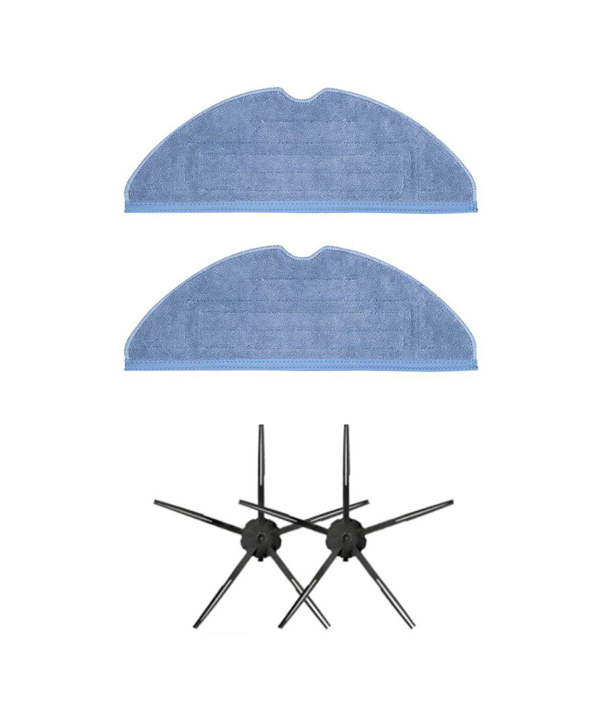 Roborock S7 Siyah Uyumlu Yedek Mop ve Yan Fırça-4 Parça