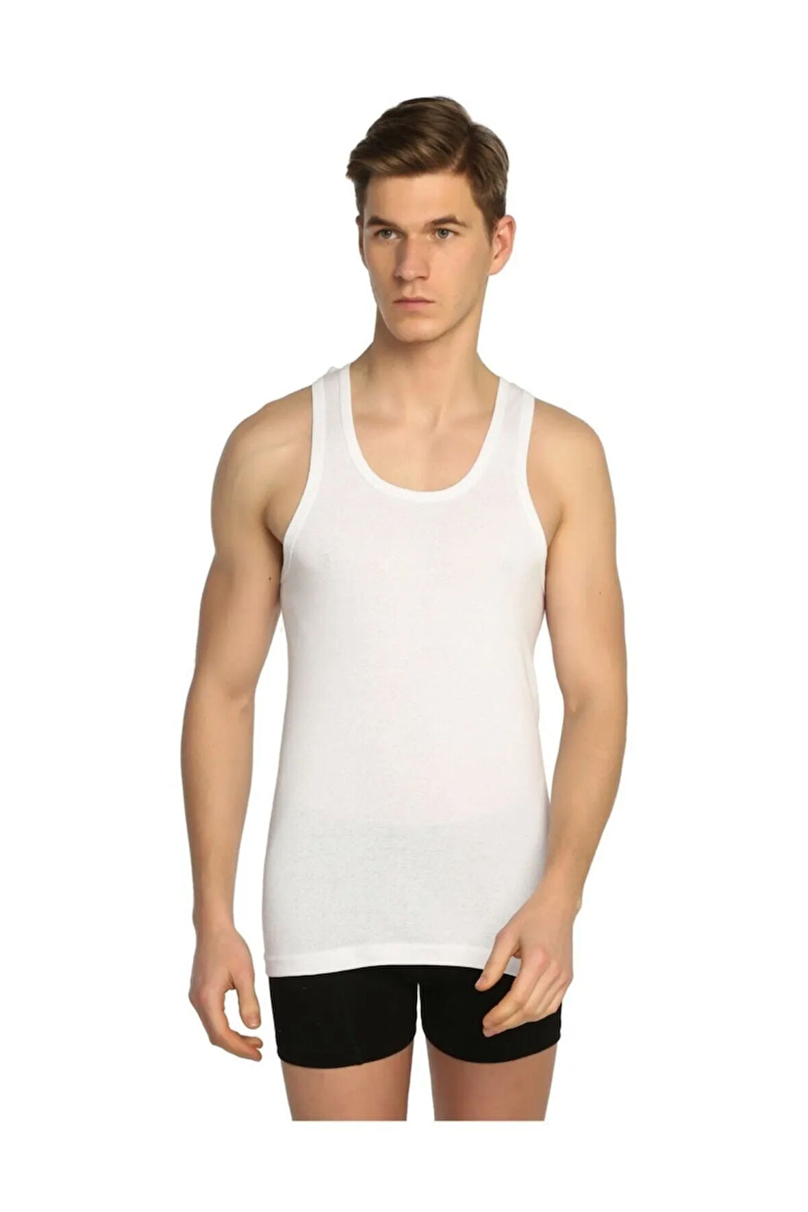 Erkek Beyaz 6'lı Paket Klasik Penye Atlet