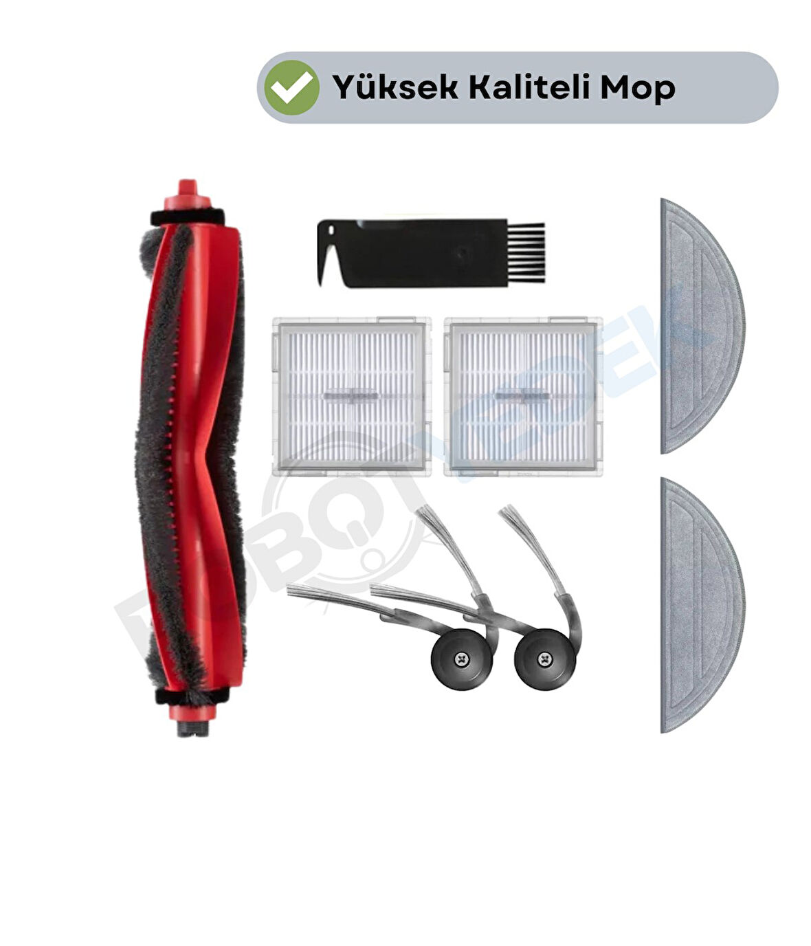Roborock S8 Pro (Ultra Değil!) Uyumlu Fırça Hepa Filtre Mop Seti-8 Parça