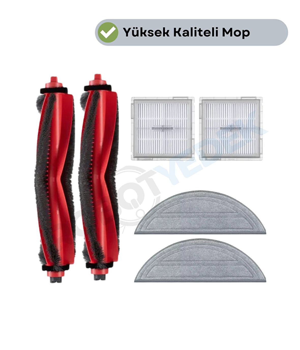 Roborock S8 Pro (Ultra Değil!) Uyumlu Fırça Hepa Filtre Mop Seti-6 Parça