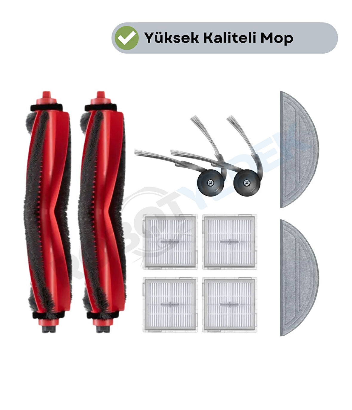 Roborock S8 Pro (Ultra Değil!) Uyumlu Fırça Hepa Filtre Mop Seti-10 Parça