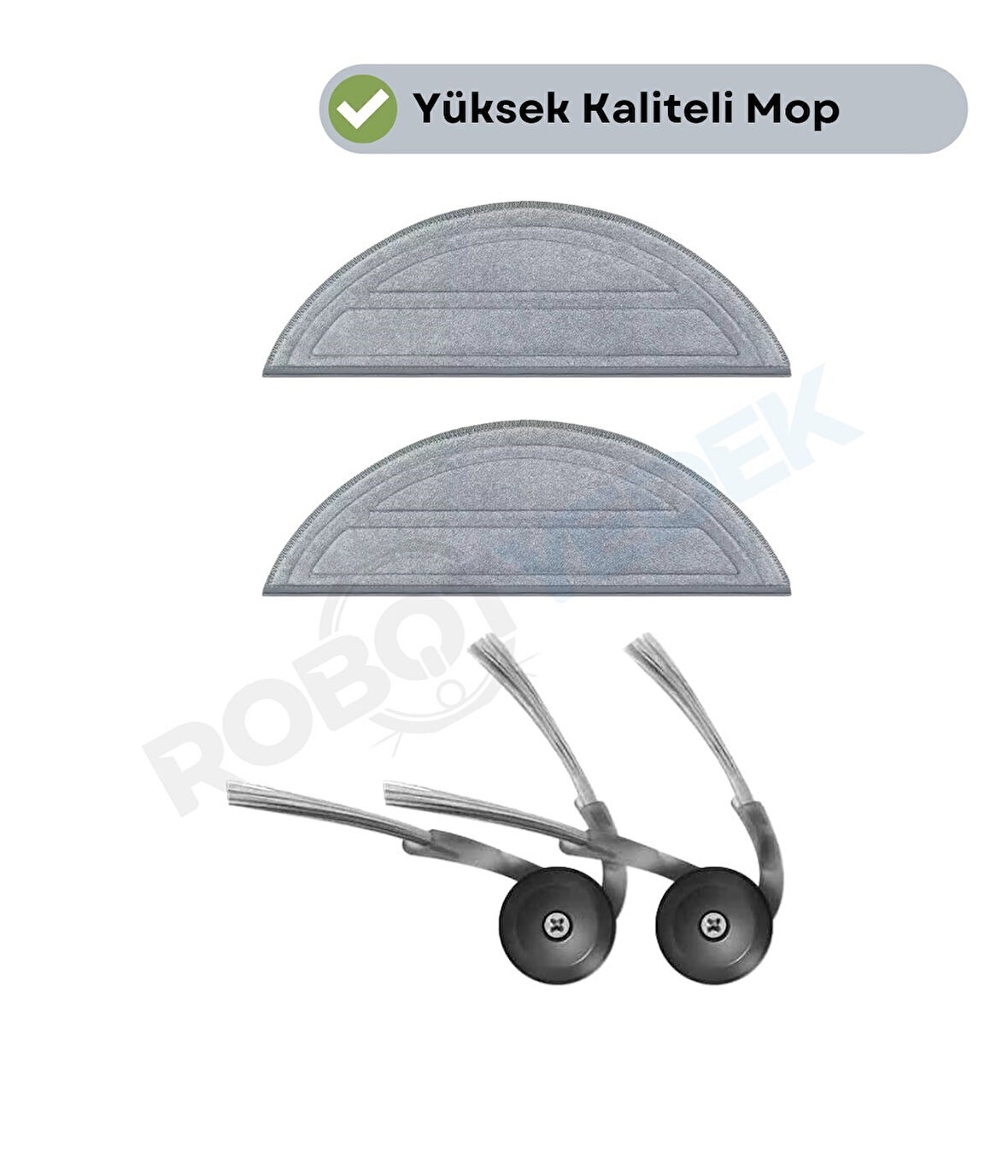 Roborock S8 Pro (Ultra Değil!) Uyumlu Mop ve Yan Fırça-4 Parça