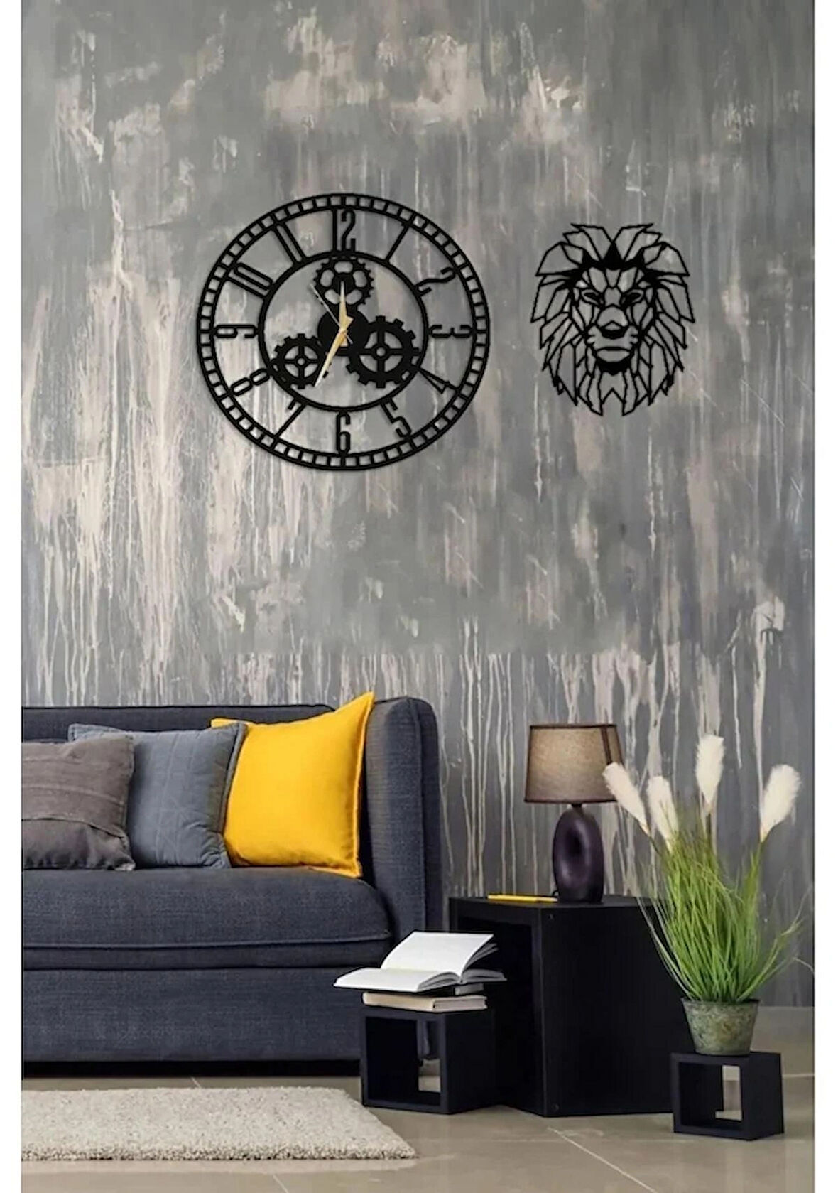 Çarlık Ve Latin Dekoratif Duvar Saat + Aslan