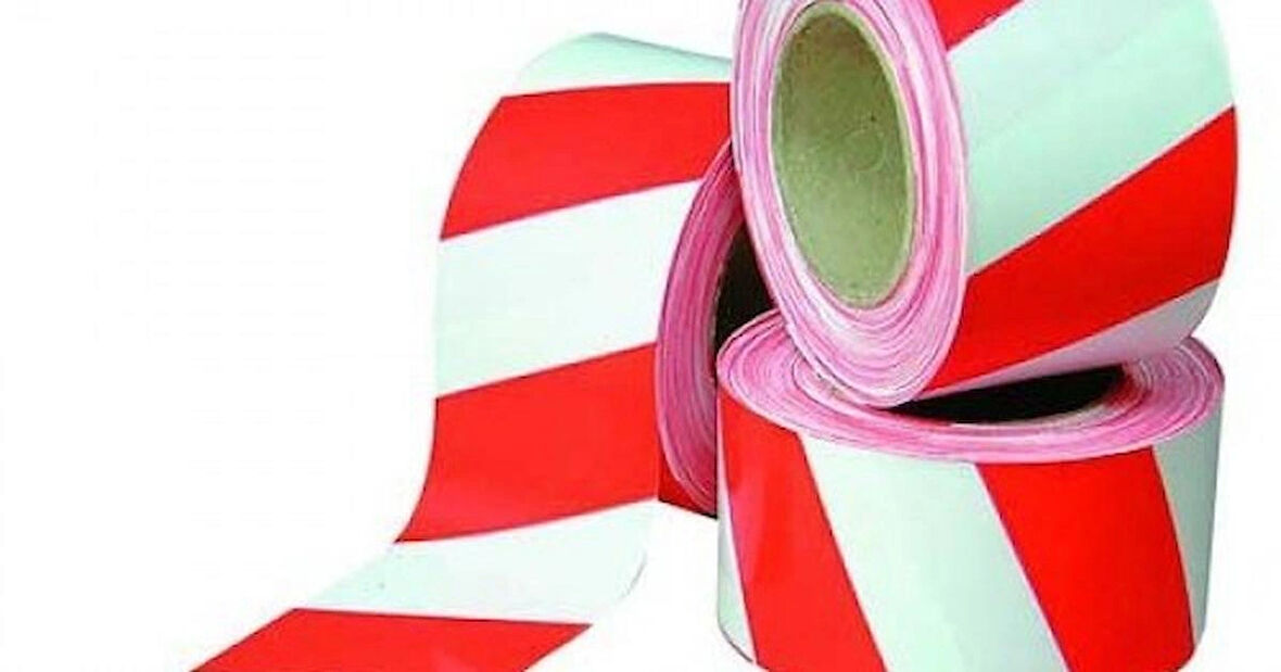 Safety 6 Cm'e 100 mt Kırmızı Beyaz Emniyet Şeridi - Ikaz Bandı