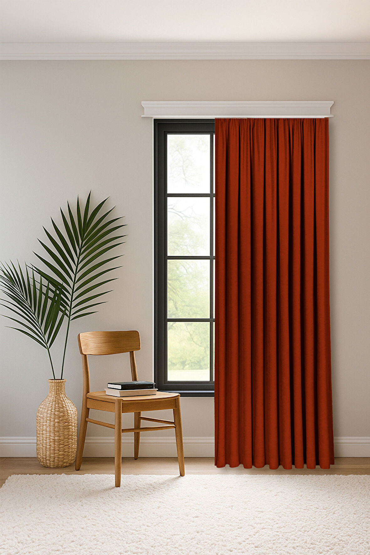 Gauze Fabric Design SAFİR KADİFE DOKULU KIREMIT YÜKSEK KALİTELİ EKSTRAFORLU FON PERDE 400 x 250