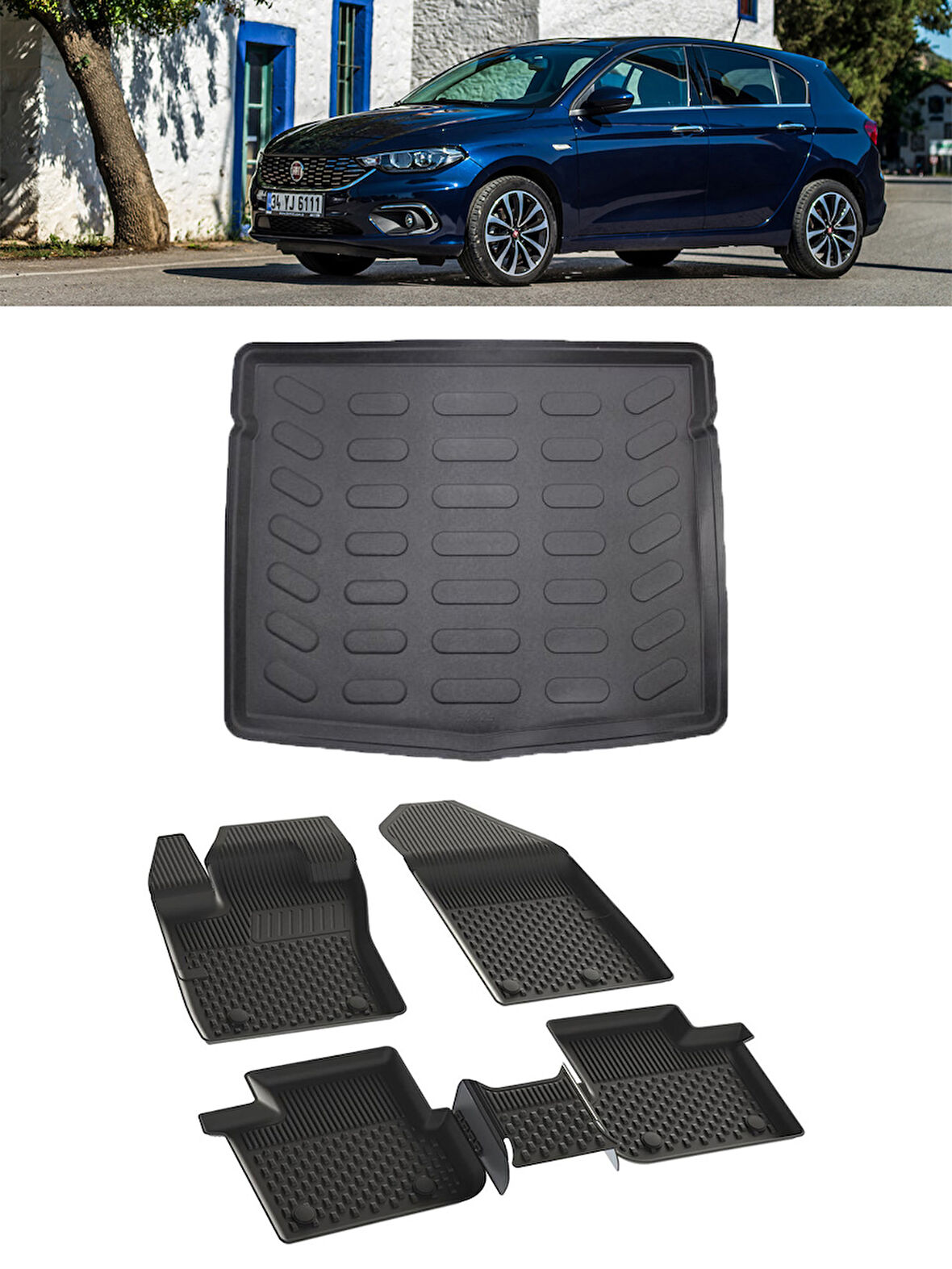 Sahler Egea Hb 2015 ve Sonrası 4.5D Paspas ve Rizline 3D Bagaj Havuz Set
