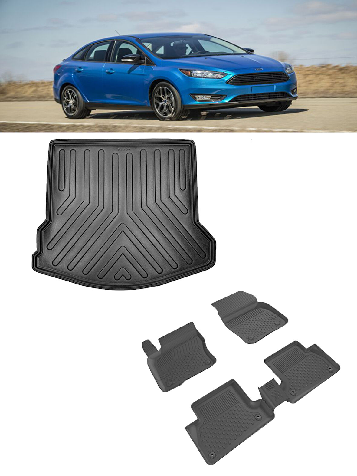 Sahler Ford Focus 3- 3.5 2010-2018 4.5D Paspas Rizline 3D Bagaj Havuzu Set