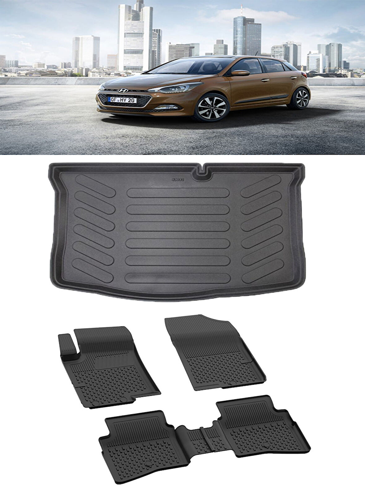Sahler Hyundai  İ20  2015-2020  4.5D Paspas 3D Rizline  Bagaj Havuzu