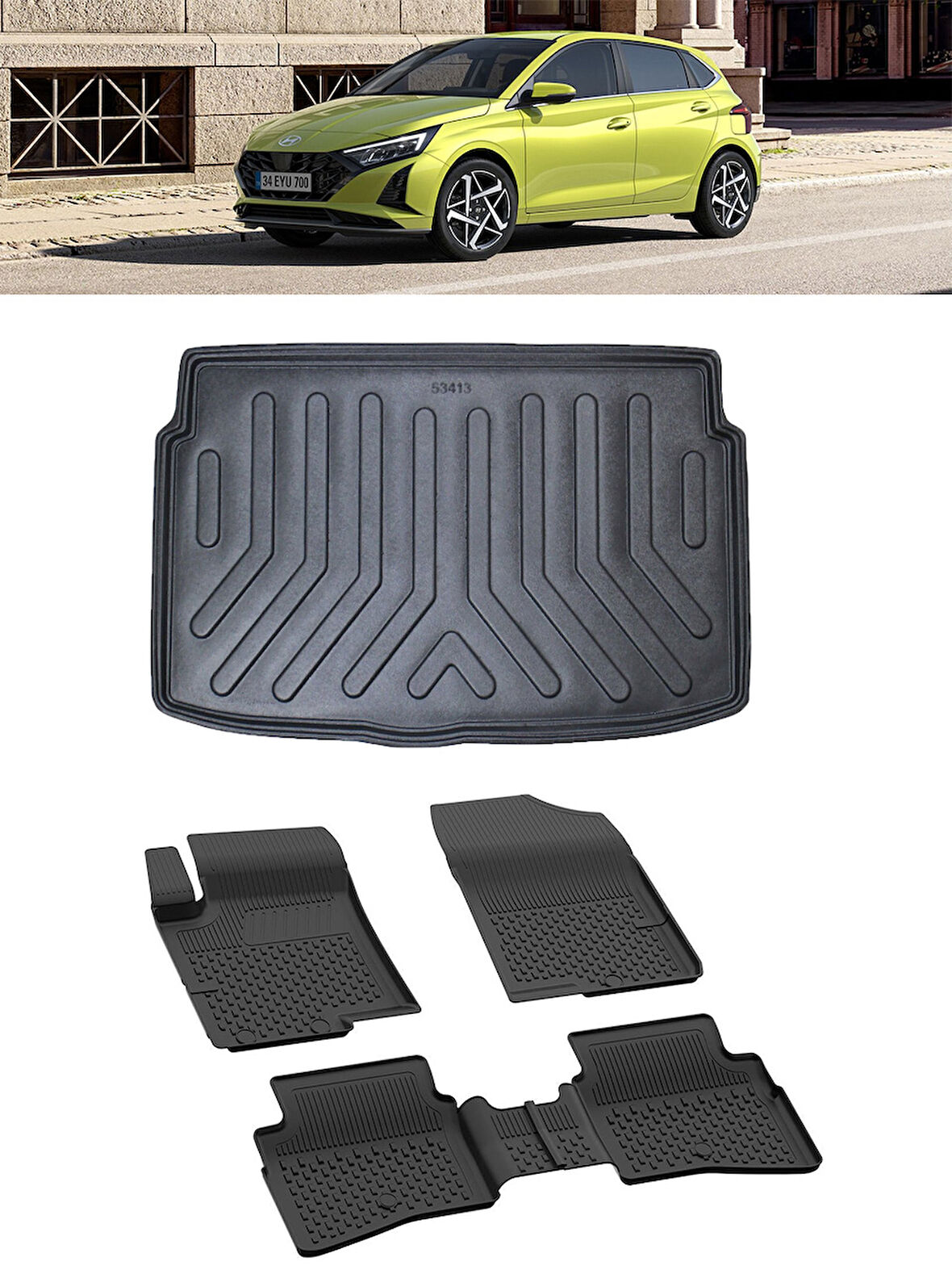 Sahler Hyundai İ20 2021 Sonrası Jump-Style-Elite 4.5D Paspas Rizline Bagaj Havuzu